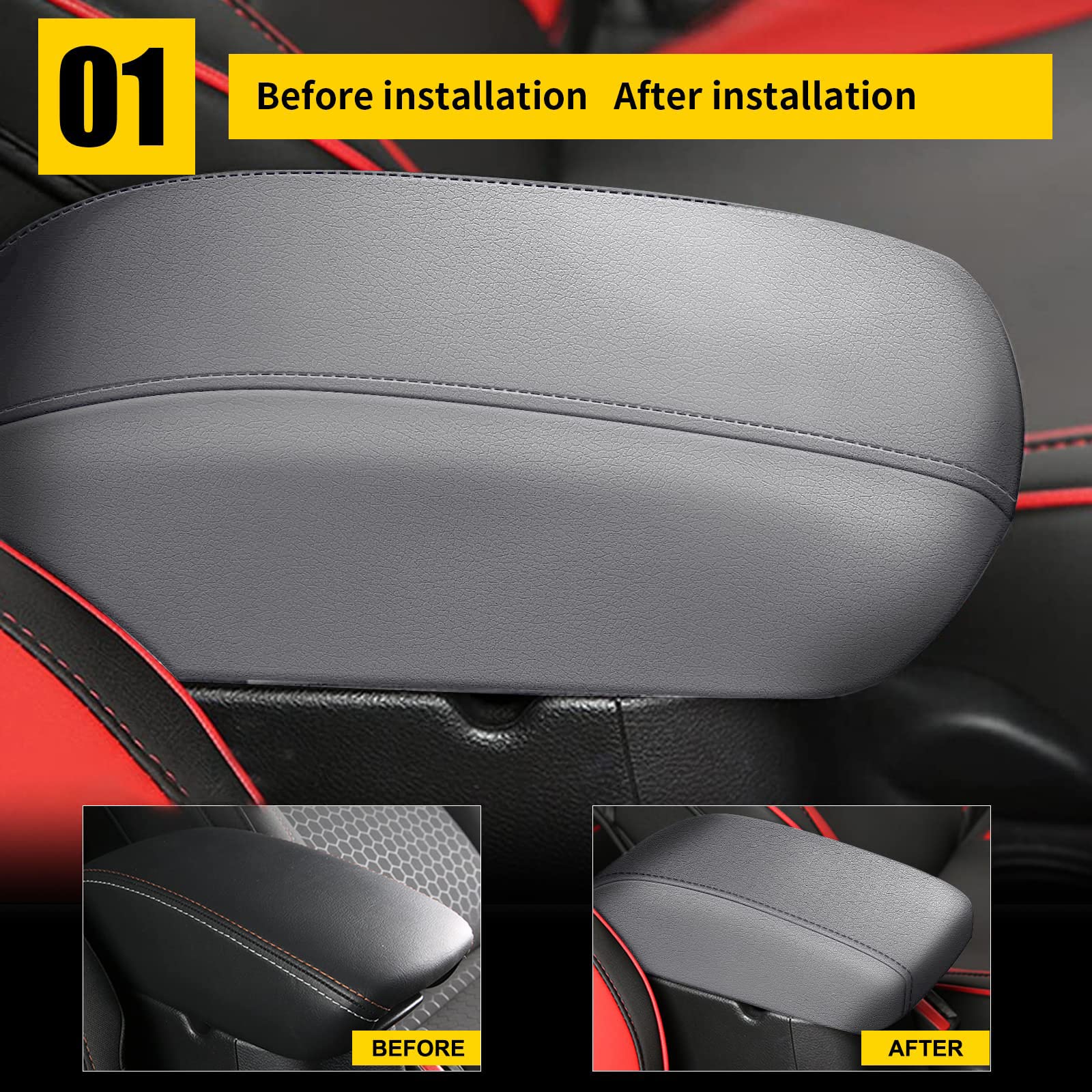 Aomsazto Gray Armrest Covers For 2015-2019 Hyundai Sonata