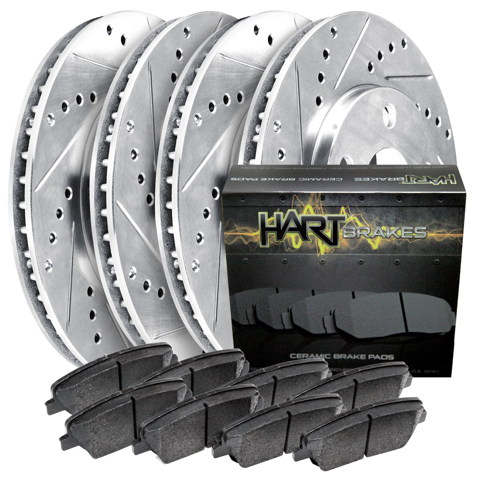 Hart Brakes Front Rear Brakes And Rotors Kit |Front Rear Brake Pads| Brake Rotors And Pads| Ceramic Brake Pads And Rotors |2001-
