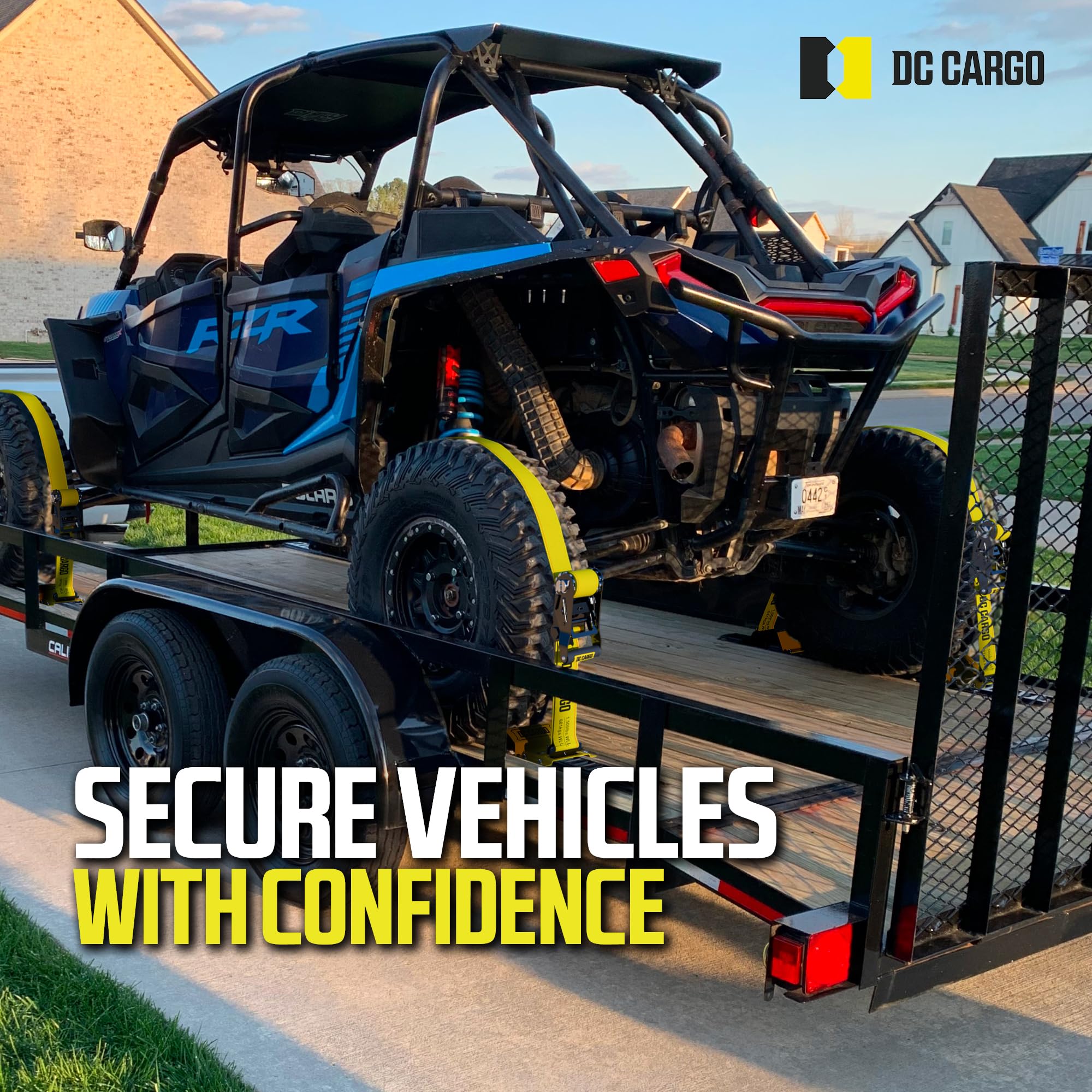 Atv & Utv Wheel Chock Tie Down Kit - 2 Tire Kit With 4X E-Track Wheel Chock, 2X Utv Wheel Tie Down Straps - Utv Tie Down System