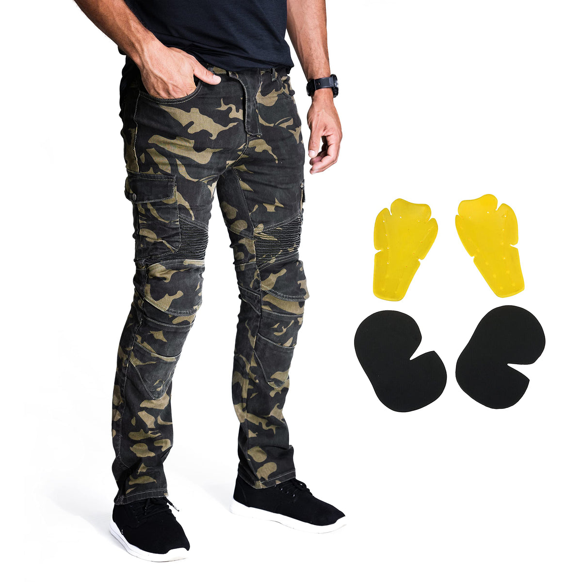 NBT Clothing Protective Motorcycle Riding Pants - Removable CE Armor for Knees & Hips - Road Rash Protection Gear - Reinforced S