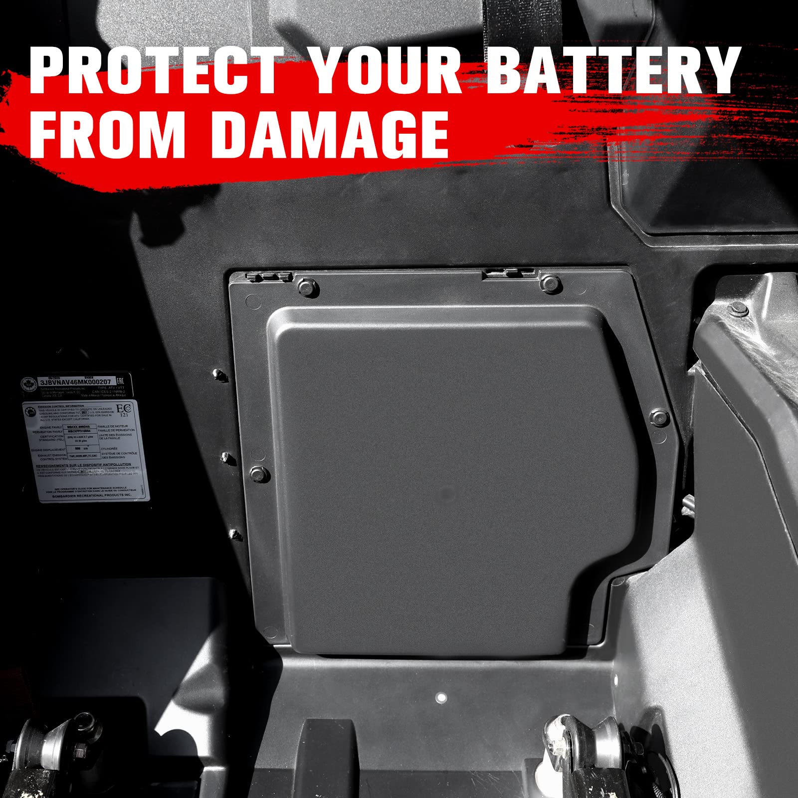 A & Utv Pro Battery Cover Plate Kit For Can Am Maverick X3 Max 2017-2024 2025 All Models Accessories, Black, 1Pcs