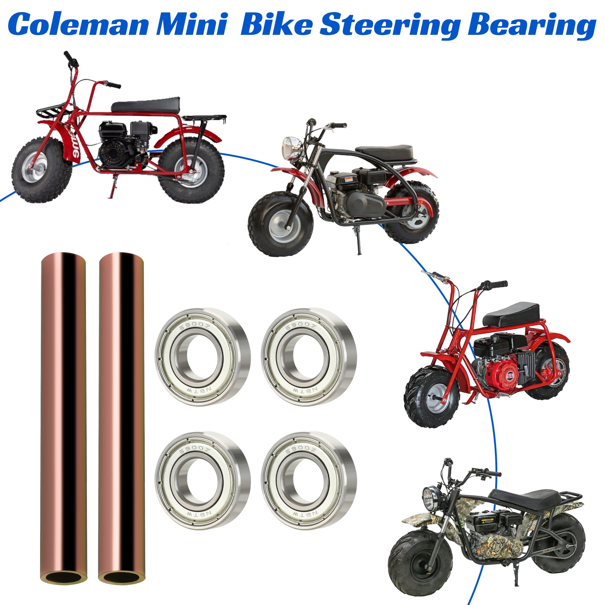 Yoxufa Mini Bike Steering Bearing Assembly For Coleman Ct200U Bt200X Ct200U-Ex Ct100U Cc100X Rt200 Rt100 Predator 212Cc 196Cc 200Cc 98Cc 100Cc 5.5Hp 2.5 3.0Hp Engine Parts 6900Z 4 Packs