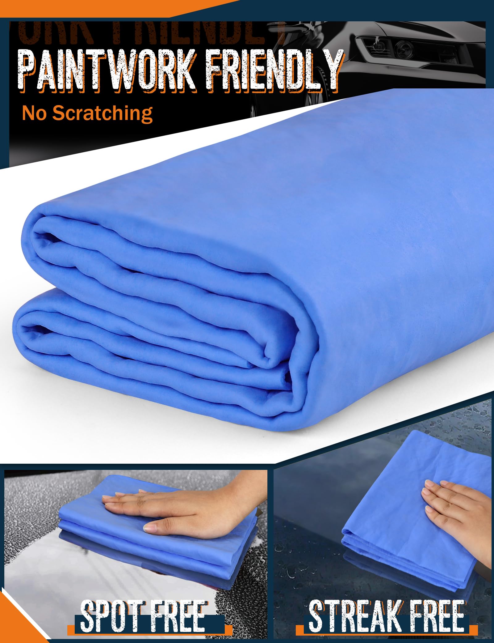 Idemeet Premium Absorbent Car Drying Towel, 26 ' 'X17 ' ' Large Chamois Cloth Shammy Towel For Vehicle, Reusable Chamois Shammy