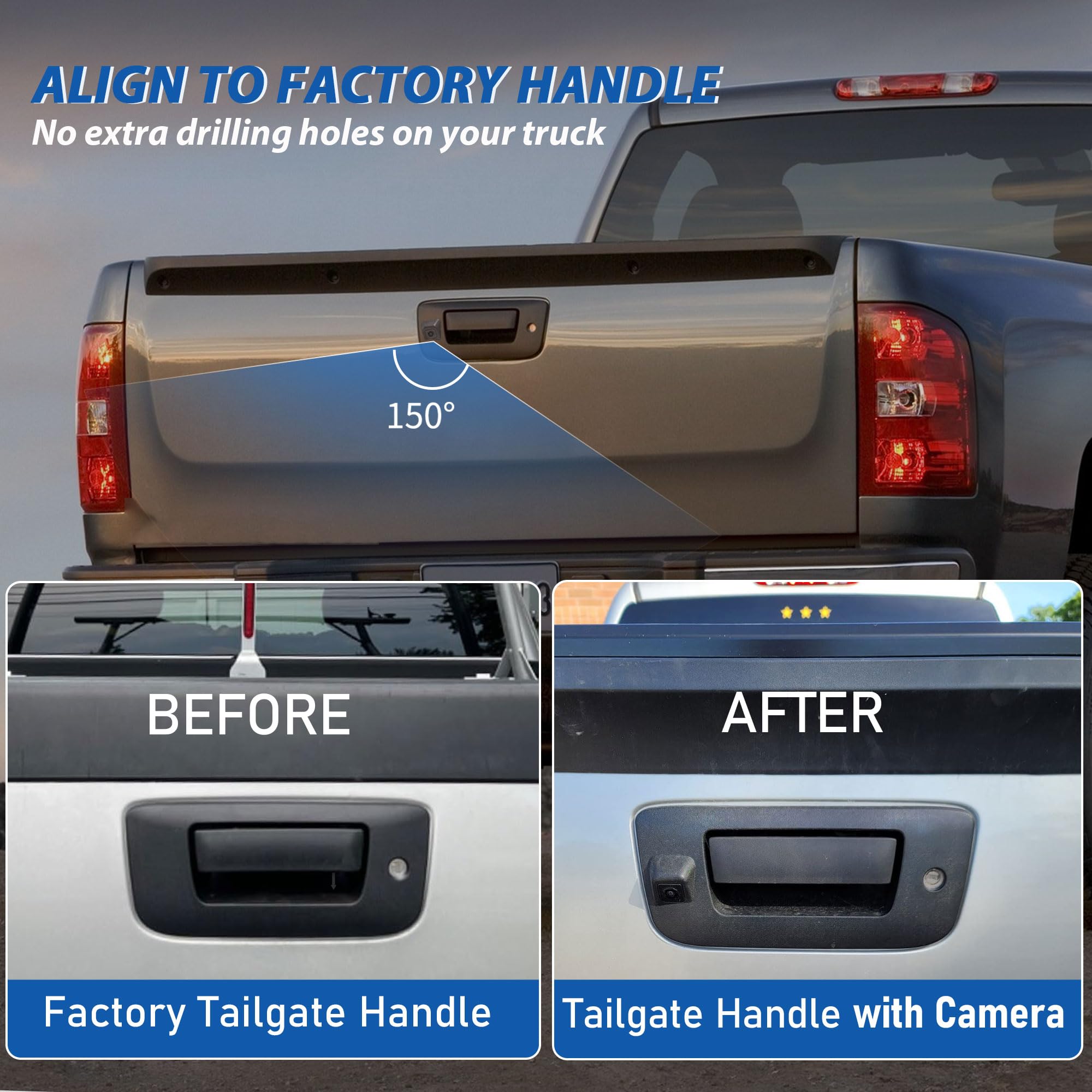 Eway Tailgate Handle Backup Rear View Camera For 2007-2013 Chevrolet Chevy Silverado Gmc Sierra 1500 2500 3500 Hd Reverse Back U