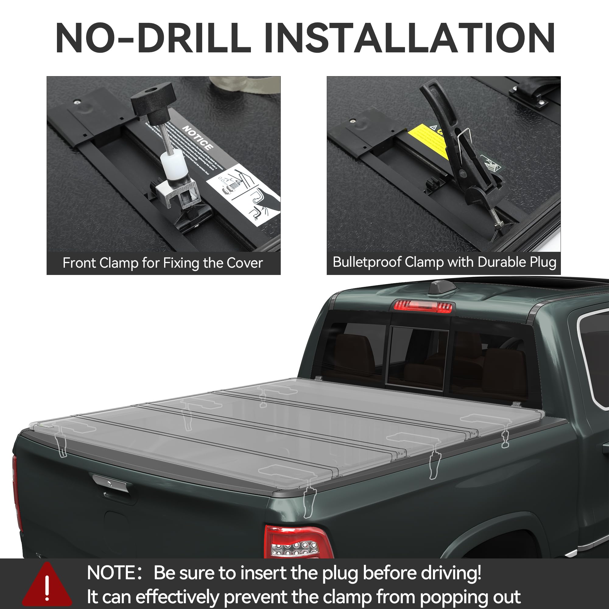 Autosaver88 Hard Quad Fold Truck Bed Tonneau Cover Fit For Chevy Silverado/Gmc Sierra 1500 New Body Style 2019-2025 With 5.8Ft B