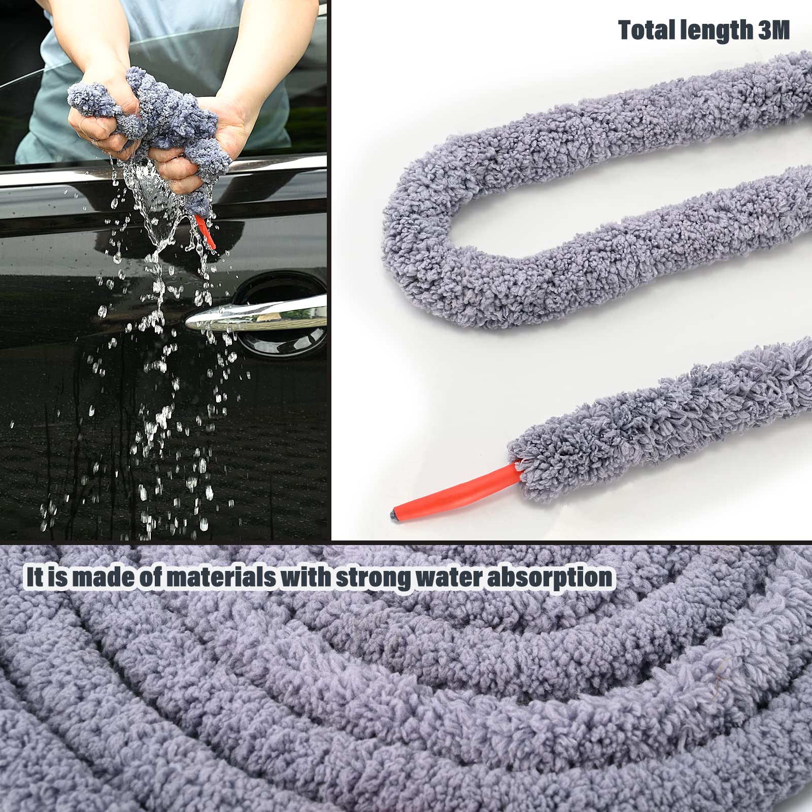 Newishtool 10 Ft Thicken Soak Rope For Window Tinting, Cars Glass Tint Film Installing Water Drying Absorbent Soak Shield Rope A