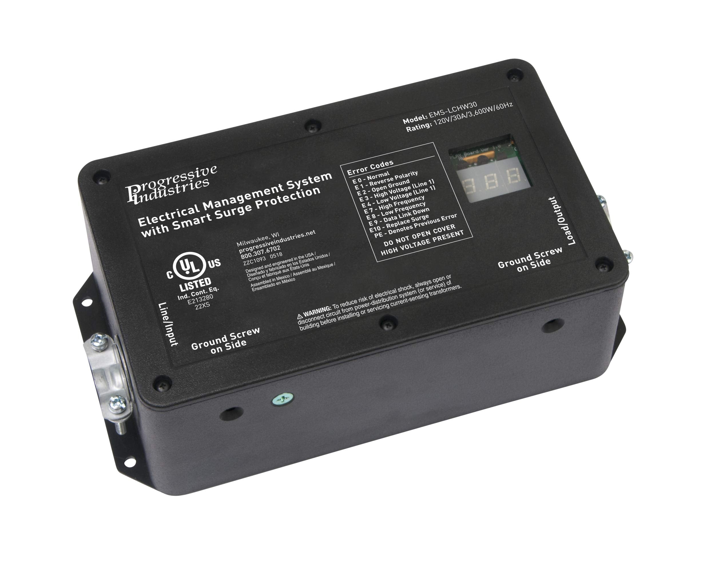 Progressive Industries Hardwired Rv Surge Protector, 30 Amp Ems With Integrated Display And Fault Detection - Ems-Lchw30