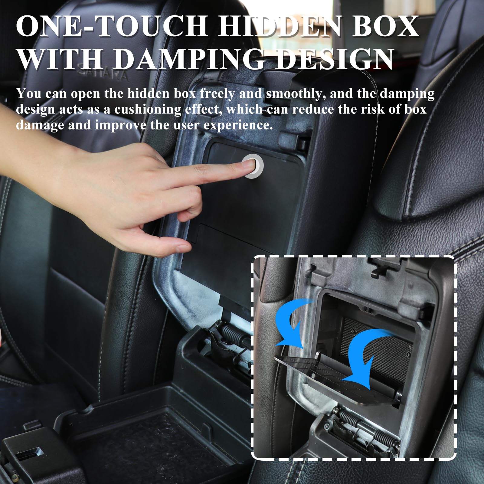 Jhd-Togo For Jeep Wrangler Jl One-Touch Hidden Storage Console Box,Center Console Hidden Storage Box For 2018-2024 Jeep Wrangler