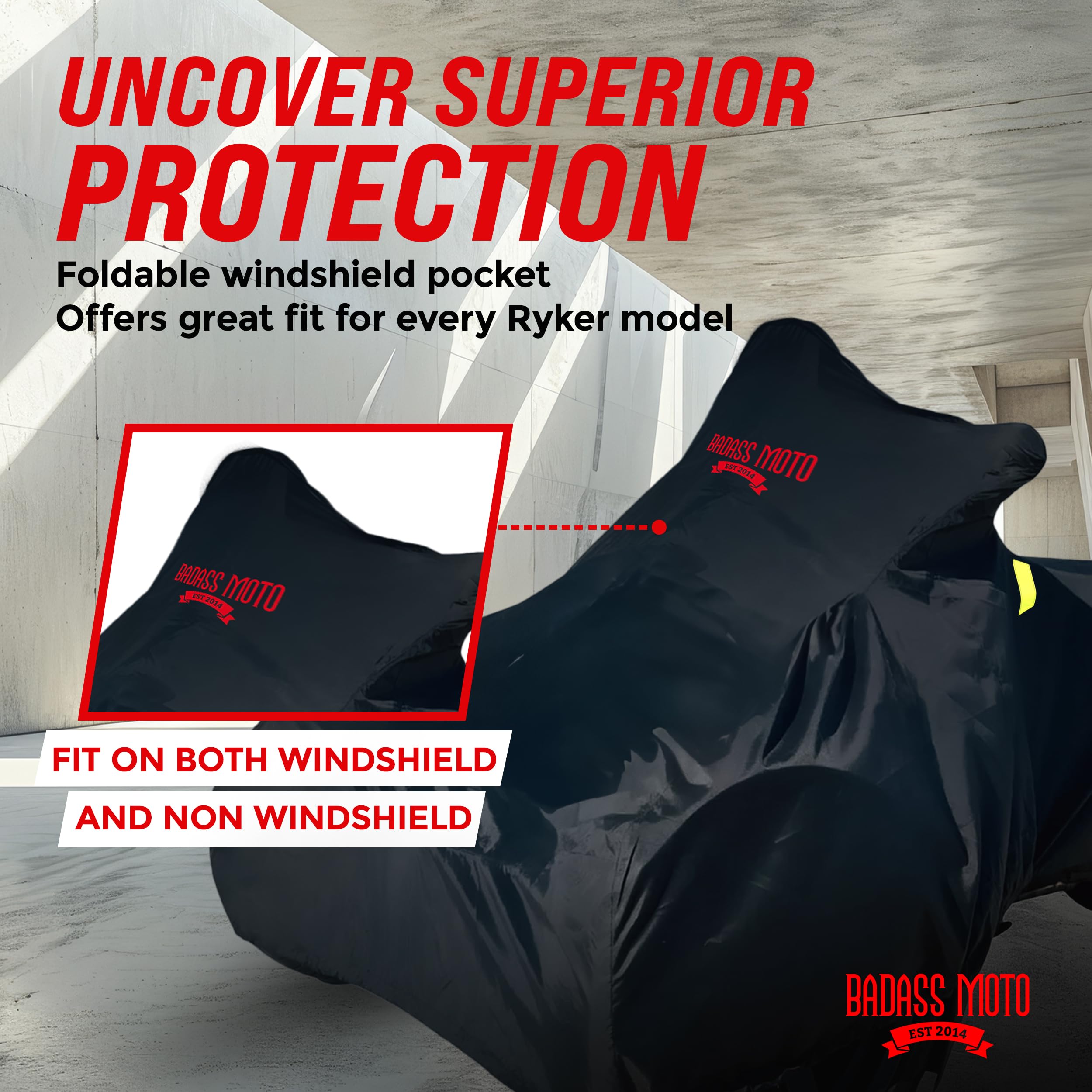 Badass Moto Ultimate Motorcycle Cover Waterproof Outdoor for Can Am Ryker Cover Fits 600,Rally, Sport, Can Am Ryker 900 Cover, A