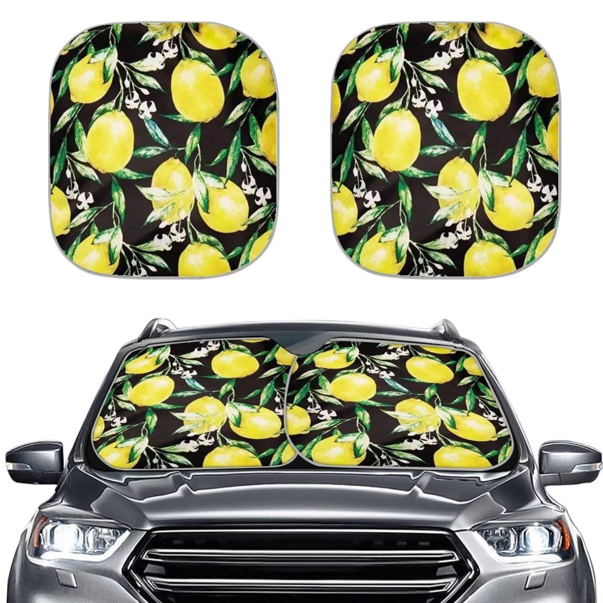 Renewold Yellow Lemon Fashion Print Sunshade For Car Windshield Reflective Blocks Heat And Sun Foldable Sun Shade Shield Car Acc