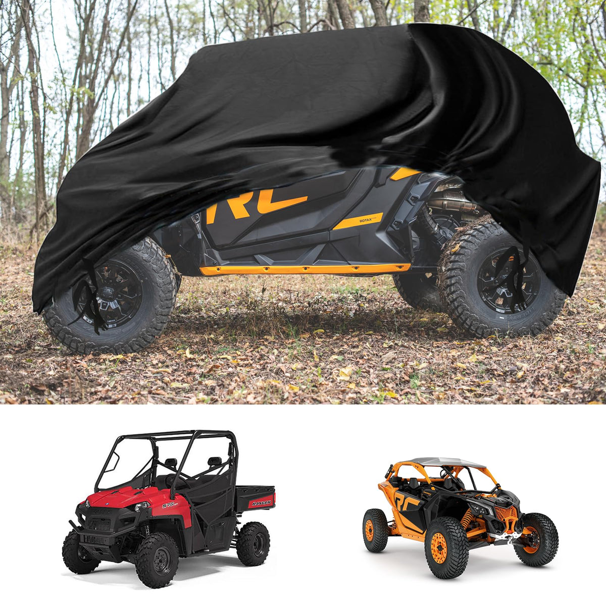 Qymoto Universal Utv Cover 2 Seater 420D Heavy Duty Windproof Rainproof For Pola WBCARB09XQY8682