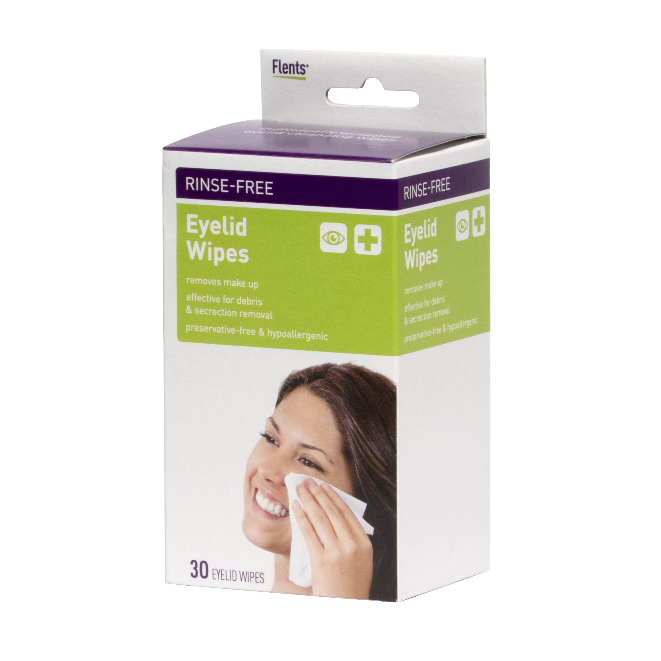 Flents Makeup Remover Wipes, 30 Count, Wipes For Eyelides And Eyes, Individually Packaged, Ideal For Travel, Hypoallergenic, (68