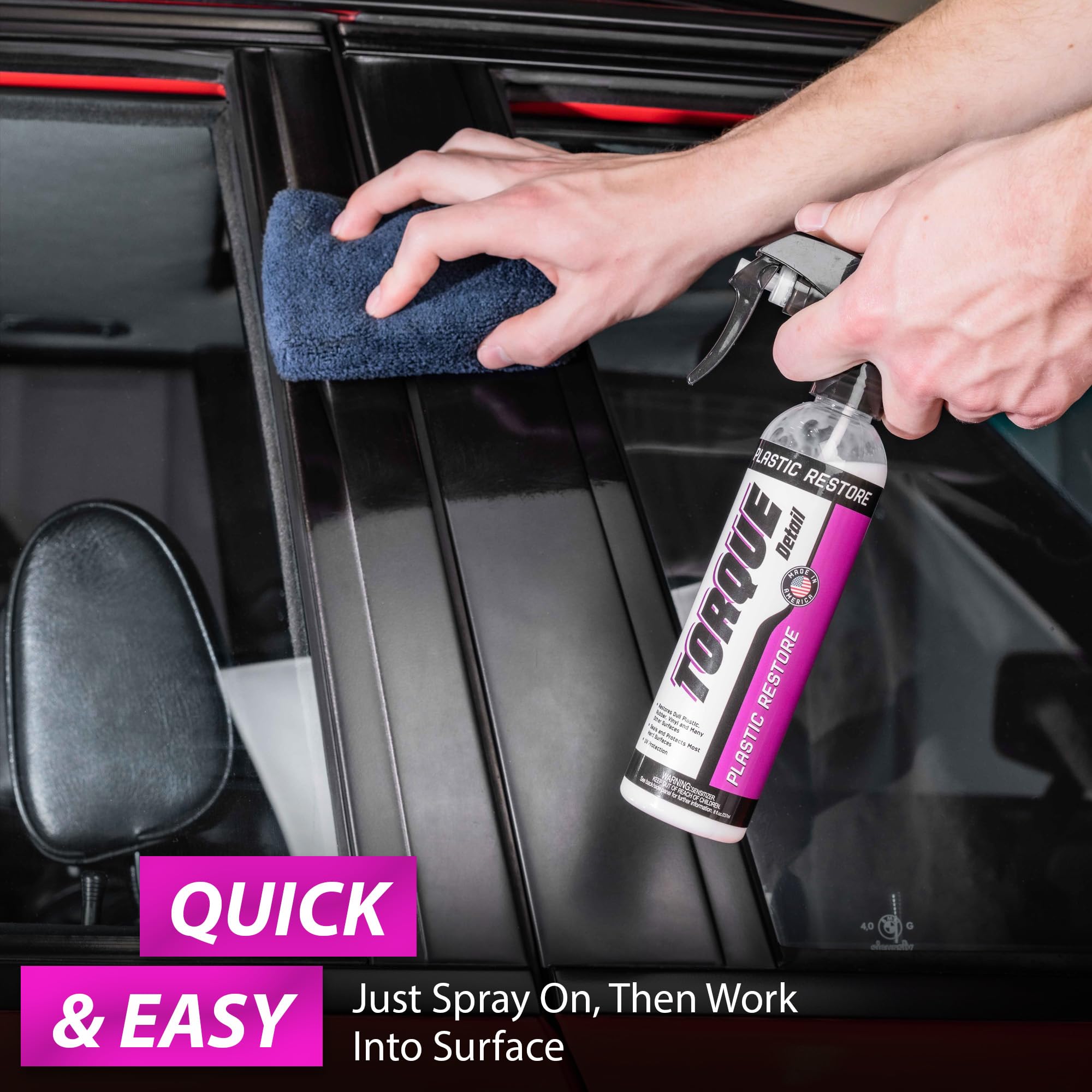 Torque Detail Plastic & Trim Restorer Spray - Restores, Shines & Protects Plastic, Vinyl & Rubber Surfaces With Molecular Restor
