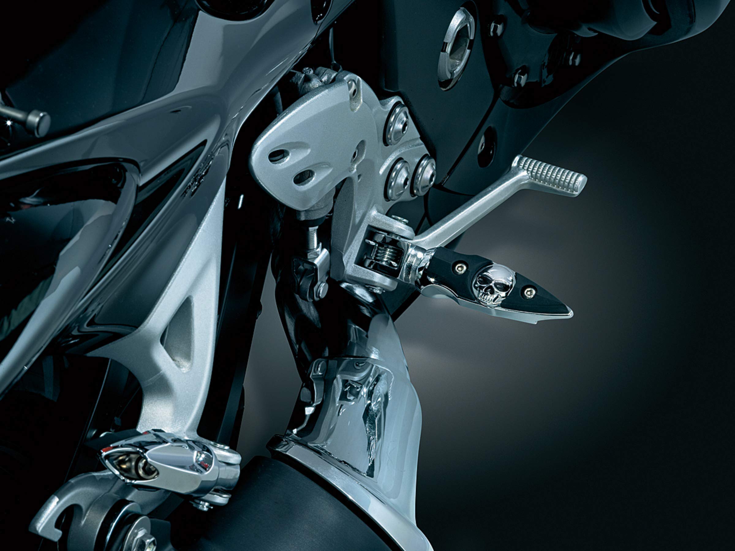 Kuryakyn 7520 Motorcycle Footpegs: Mini Dagger Zombie Skull Pegs Without Adapters, Chrome, 1 Pair