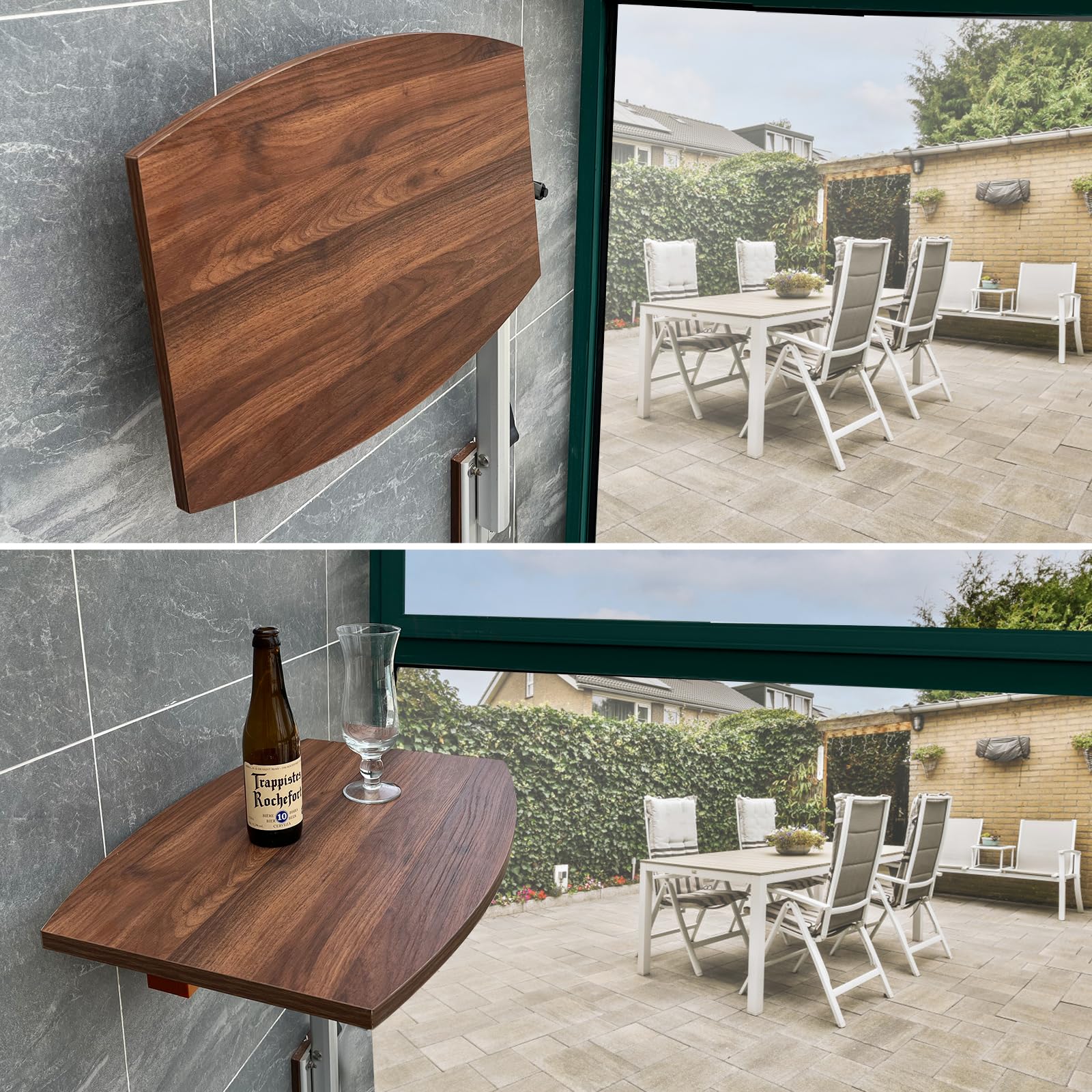 BZBMGMO Upgraded RV Table Leg Bracket with Side Folding Function with A Black Walnut Multi-layer Wood Top,with Removable and Hei