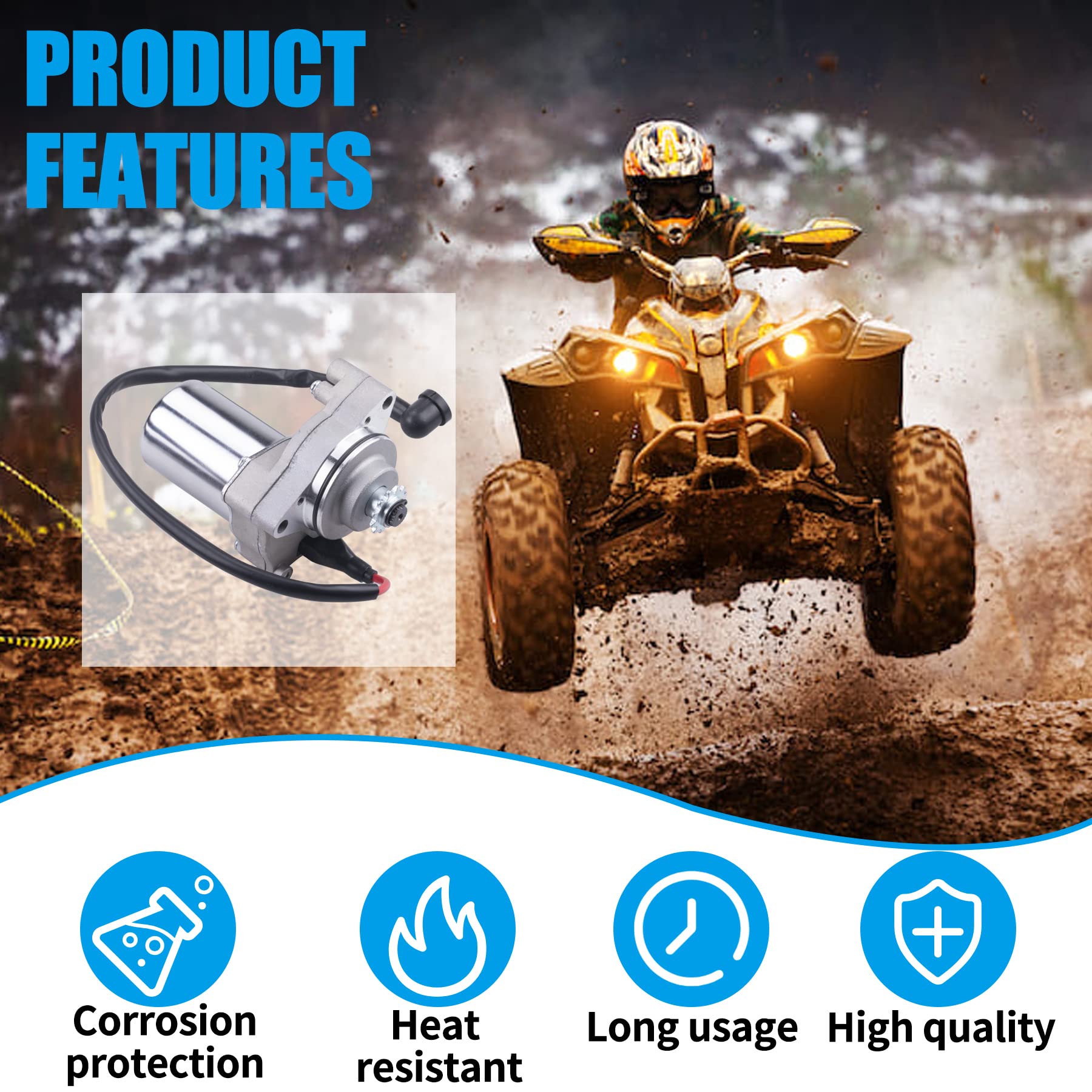 JINGKE 12 Teeth Starter Motor Starter Relay Solenoid for Tao Tao 125cc 110cc-50cc ATV Coolster Motor Four 4 Wheeler Chinese Pit