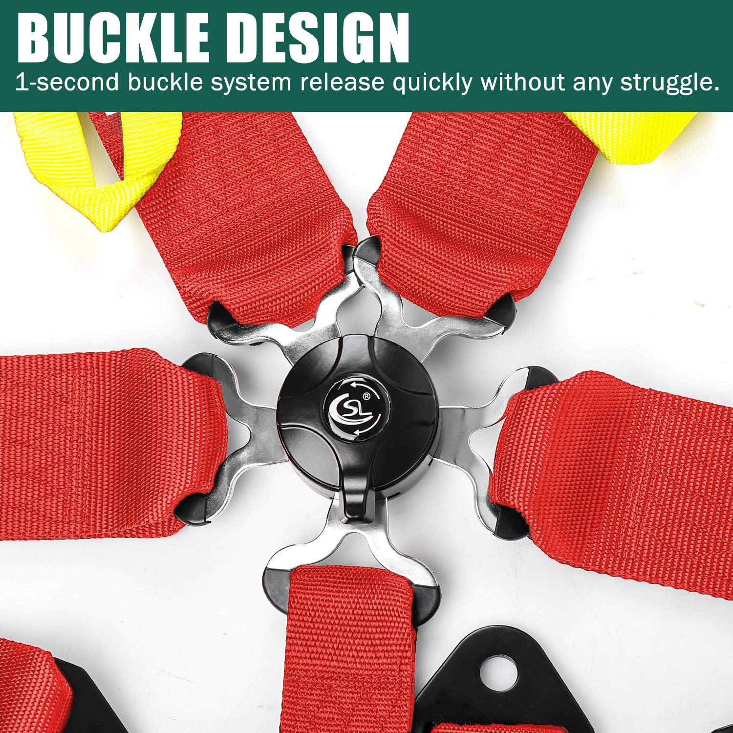 Bestzheyu Compatible For 5-Point Racing Safety Harness Set With Ultra Comfort Heavy Duty Shoulder Pads Universal Polyester Safet