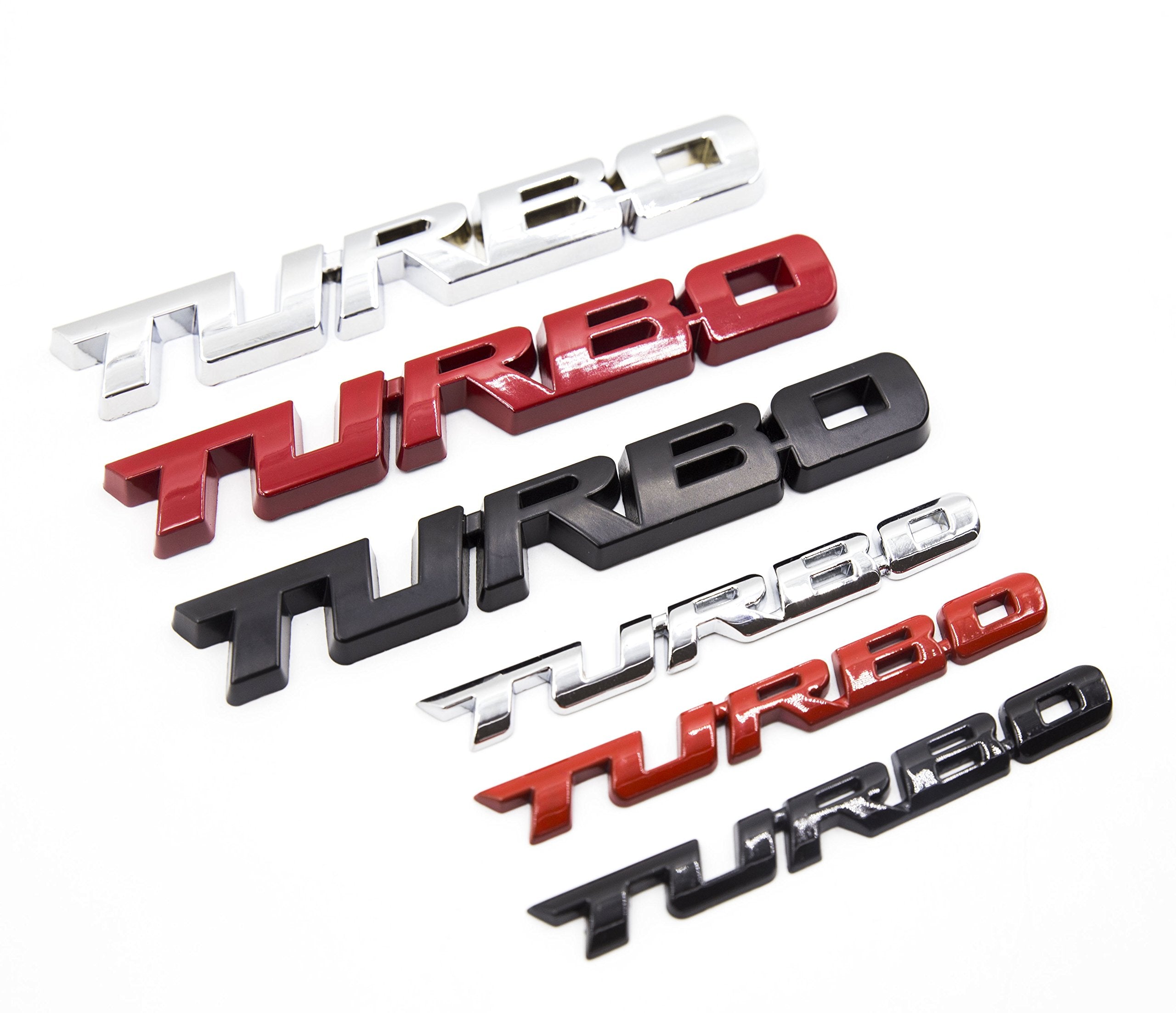 Lightkorea 2Pcs Small And Big Metal Turbo Emblem Side Fender Trunk Emblem Vehicle Car Motorcycle Badge Decals (Glossy Red)