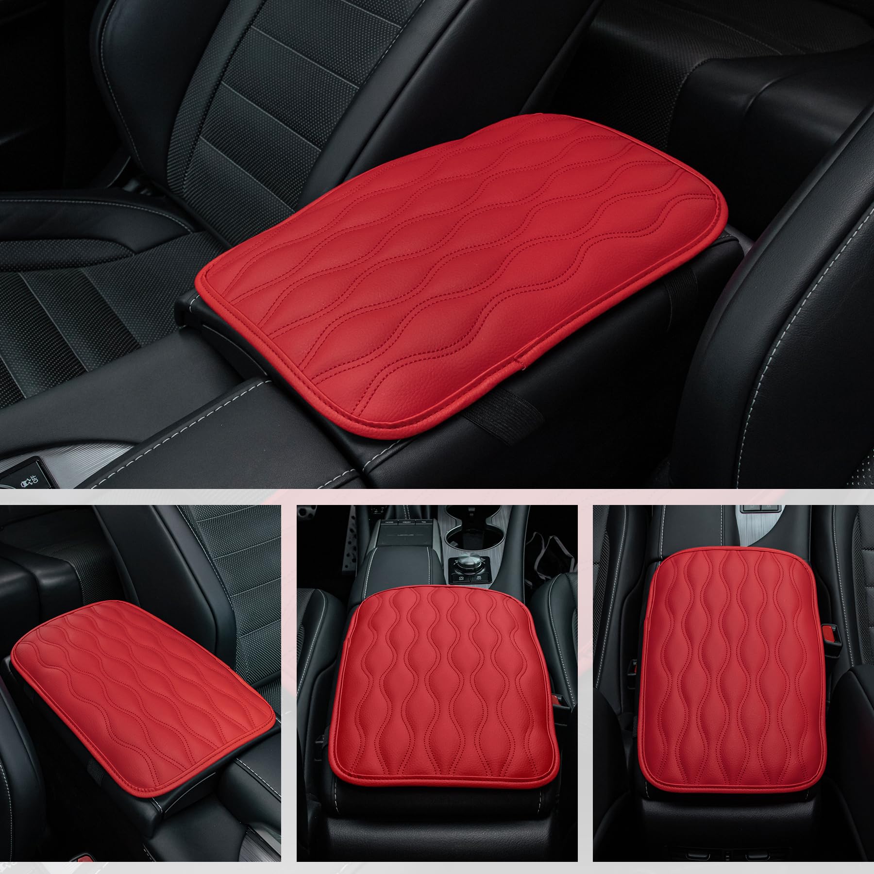 Amiss Auto Center Console Pad, Universal Waterproof Car Armrest Seat Box Cover, Car Interior Accessories, Leather Auto Armrest C