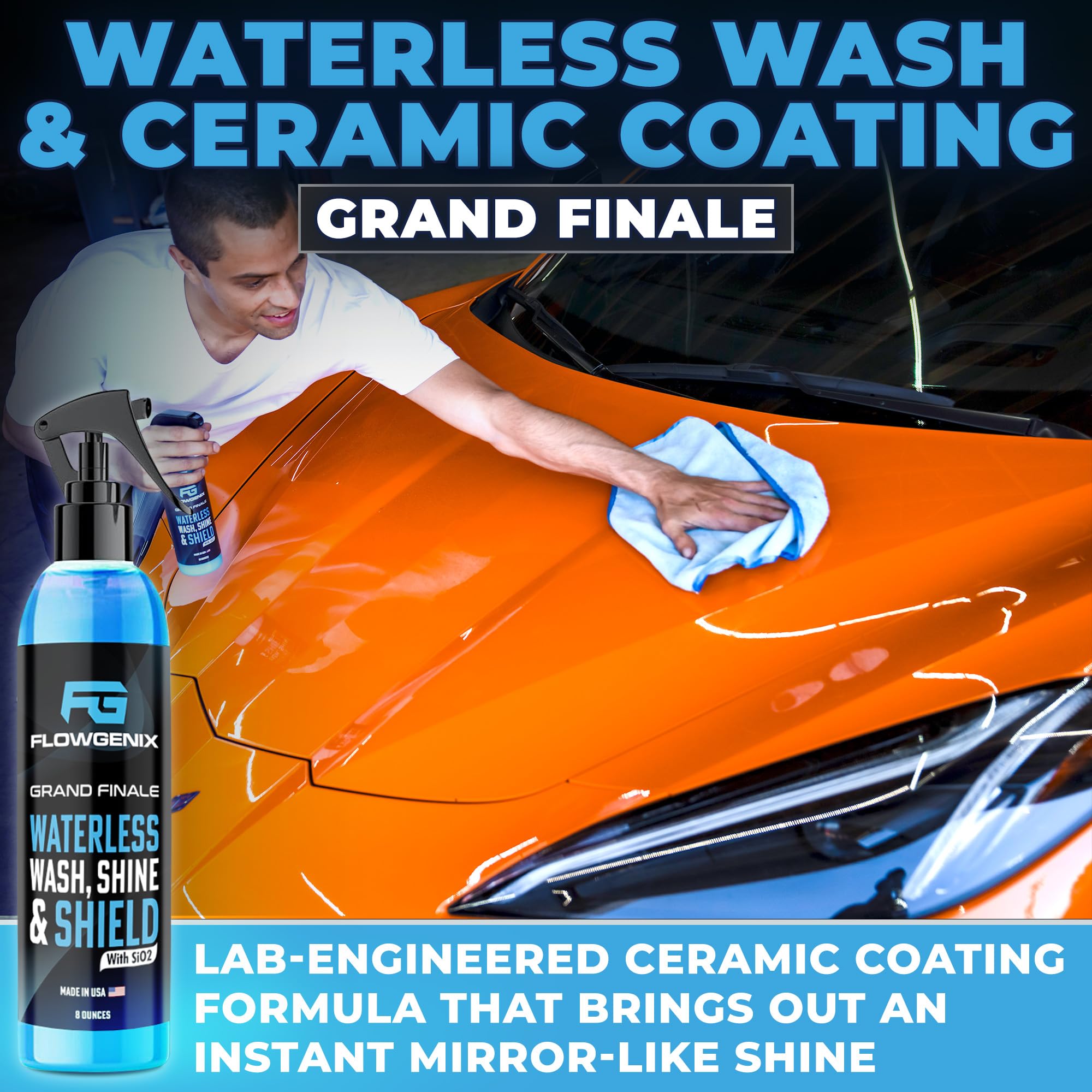 Flowgenix Grand Slam 4-Pack Includes Waterless Car Wash Spray + Instant Car Scratch Remover Repair + Streak Free Window And Glas