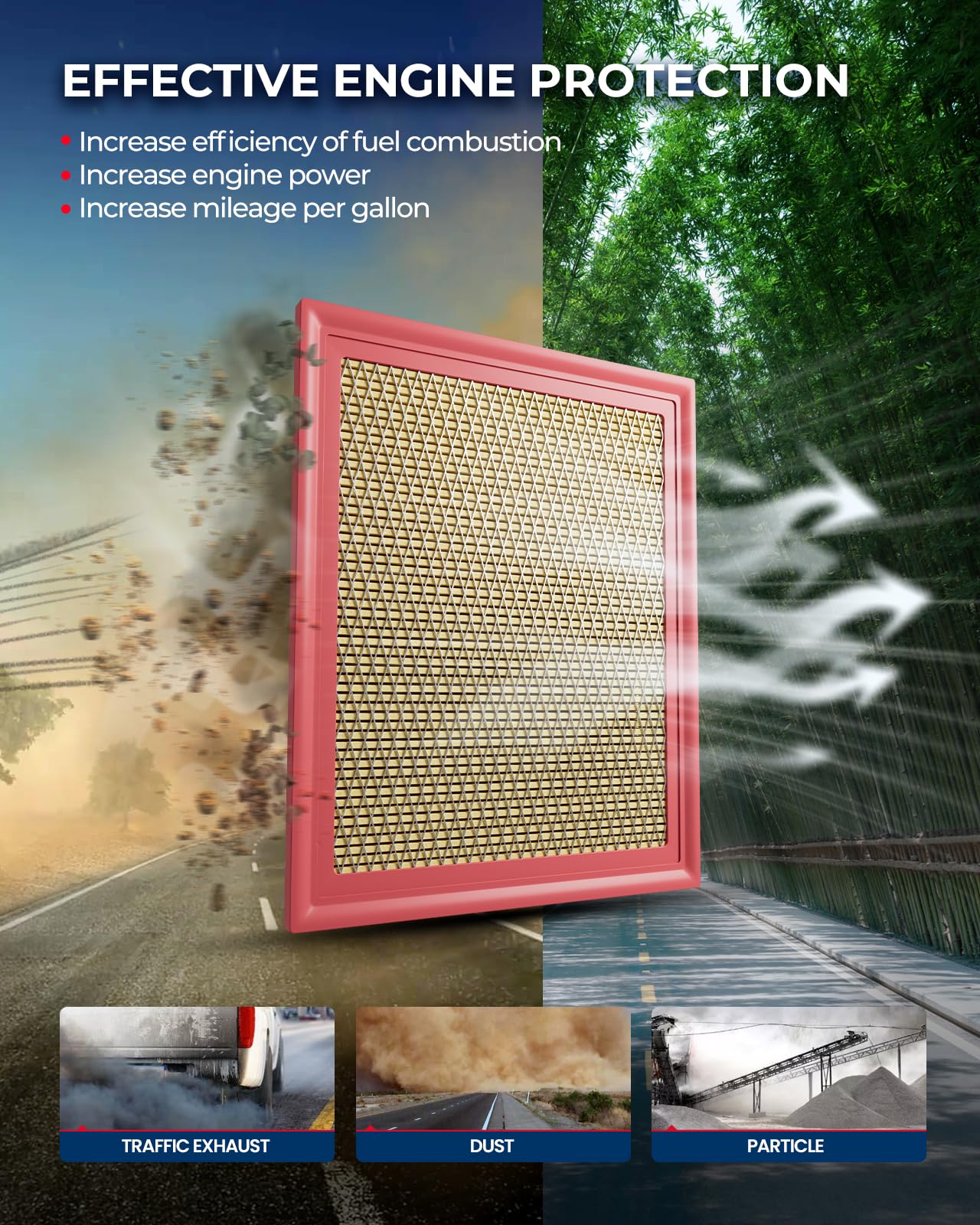 Kax Engine Air Filter, Ca11257 Replacement For Dodge Charger, Challenger, Chrysler 300 2011 2012 2013 2014 2015 2016 2017 2018 2