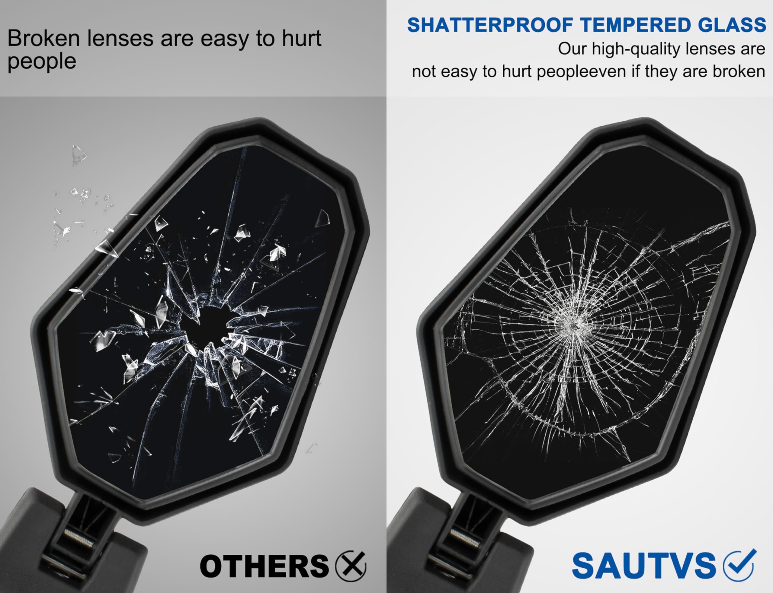 Sautvs Adjustable Folding Side Rear View Mirrors For Can Am Maverick Trail Sport Commander, Premium Side Mirrors For Can-Am Mave