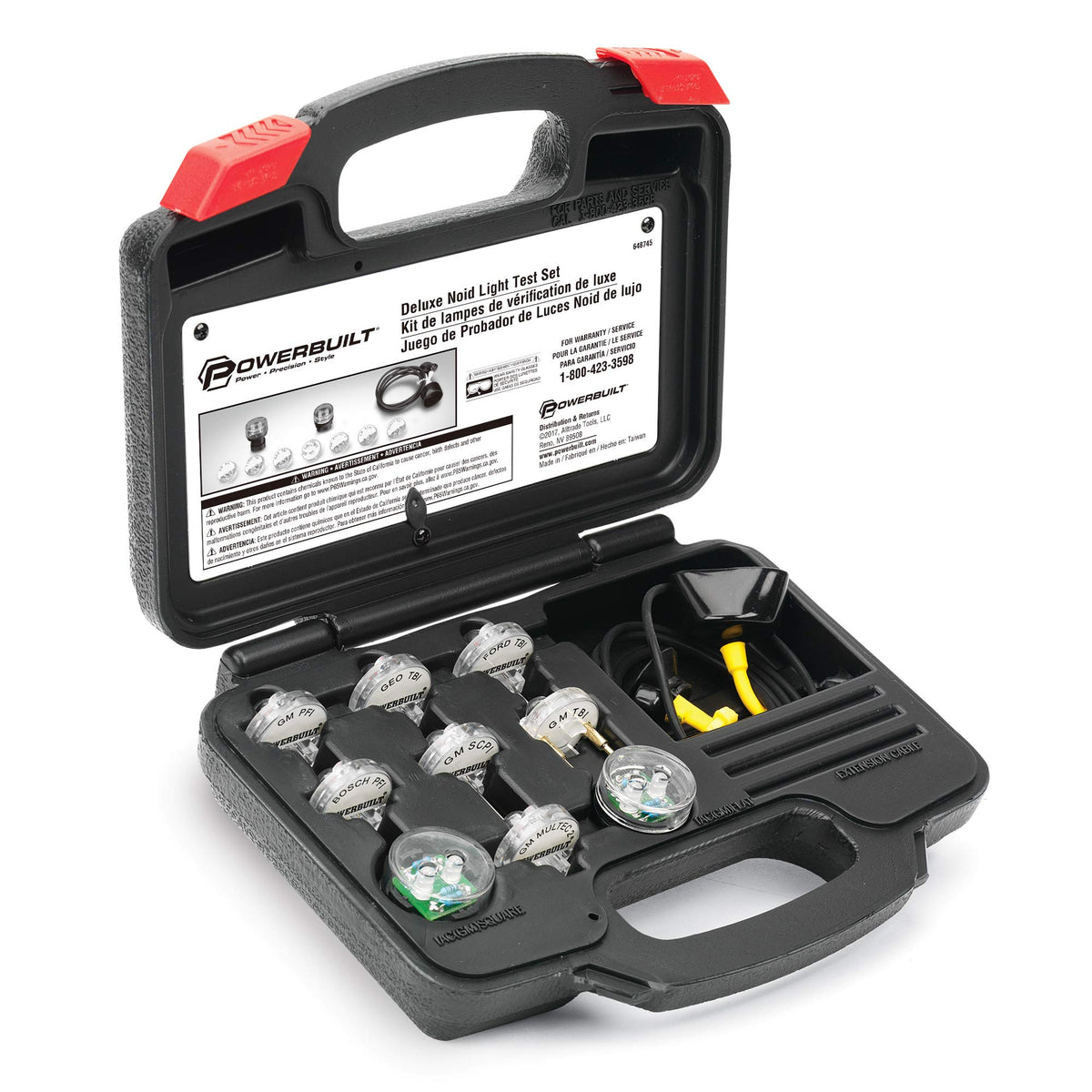 Powerbuilt Deluxe Fuel Injection Test Noid Light Tool Set, Kit Tests Vehicle Electronic Fuel Injectors And Idle Air Control Valv