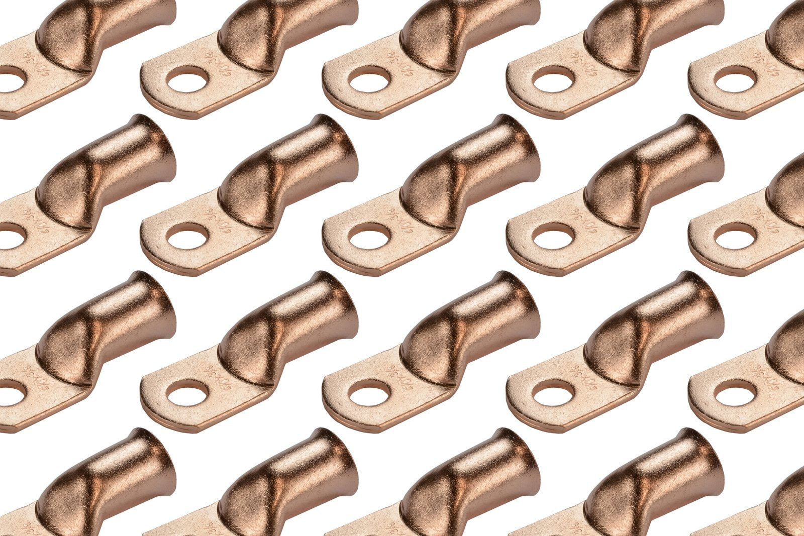 Temco 50 Pack Bare Copper Welding Battery Cable Ends, Lugs Terminal 4/0 Awg 3/8'' Hole (6 Awg To 1/0 Awg Options Available)