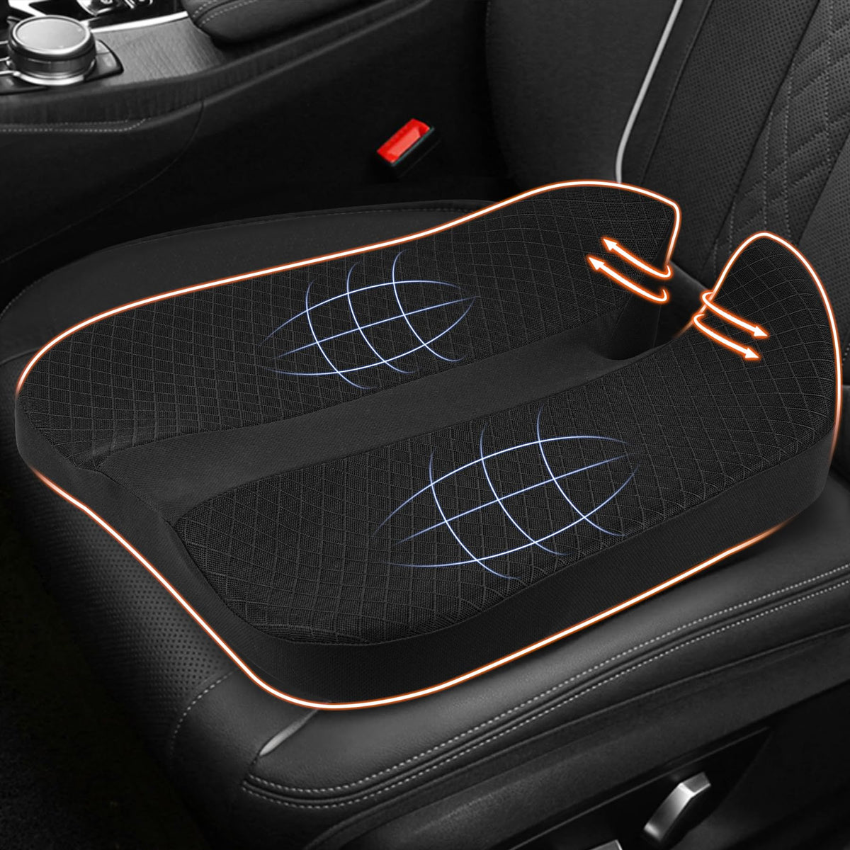 Myfamirea Car Coccyx Seat Cushion Longer Office Chair Cushion, Memory Foam Tailbone Heightening Wedge Booste, Fit Hip Shape Lowe