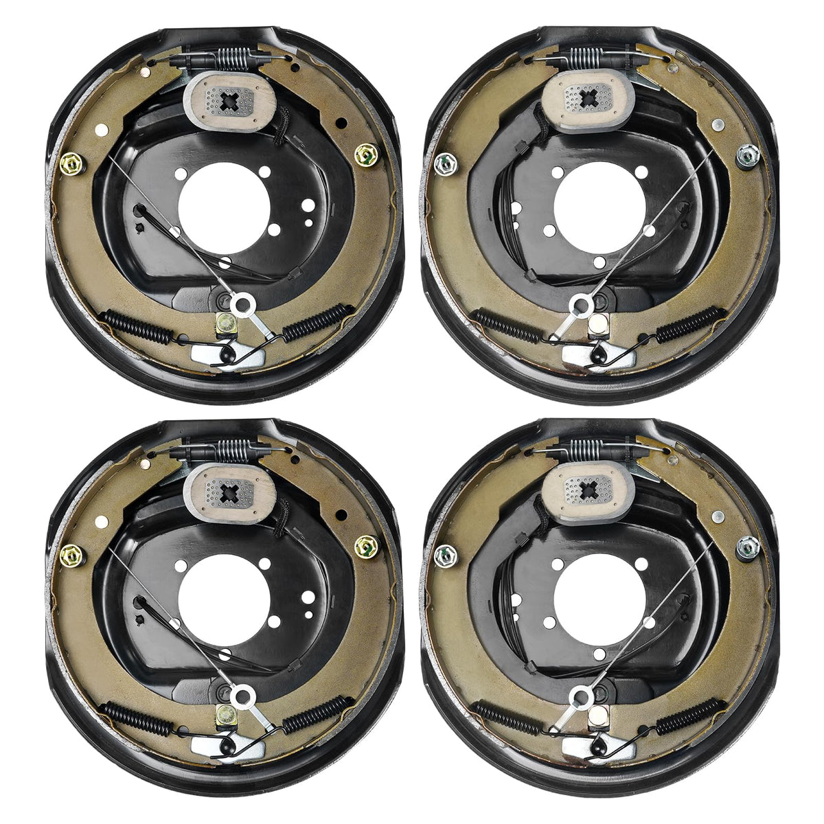 Vevor Electric Trailer Brake Assembly, 12' X 2', 2 Pairs Self-Adjusting Electric Brakes Kit For 7000 Lbs Axle, 5-Hole Mounting, Backing Plates For Braking System Part Replacement (2 Right + 2 Left)