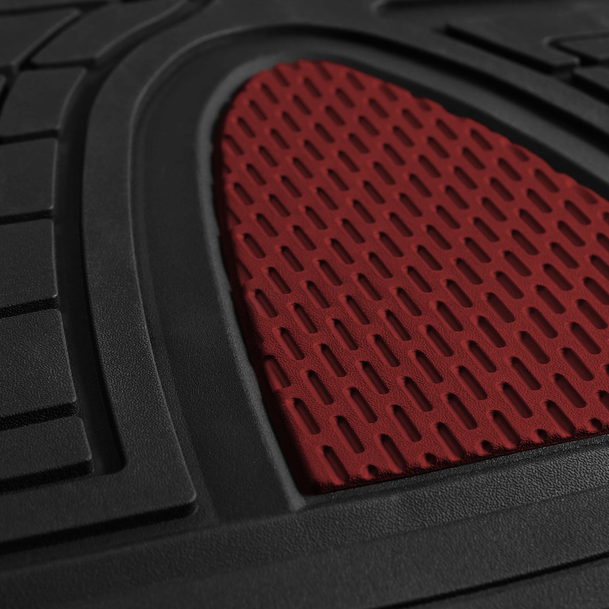 FH Group Premium Liners Tall Channel Trimmable All Weather Rubber Full Set Car Floor Mats (Pink) w. Trimmable All-Season Cargo L