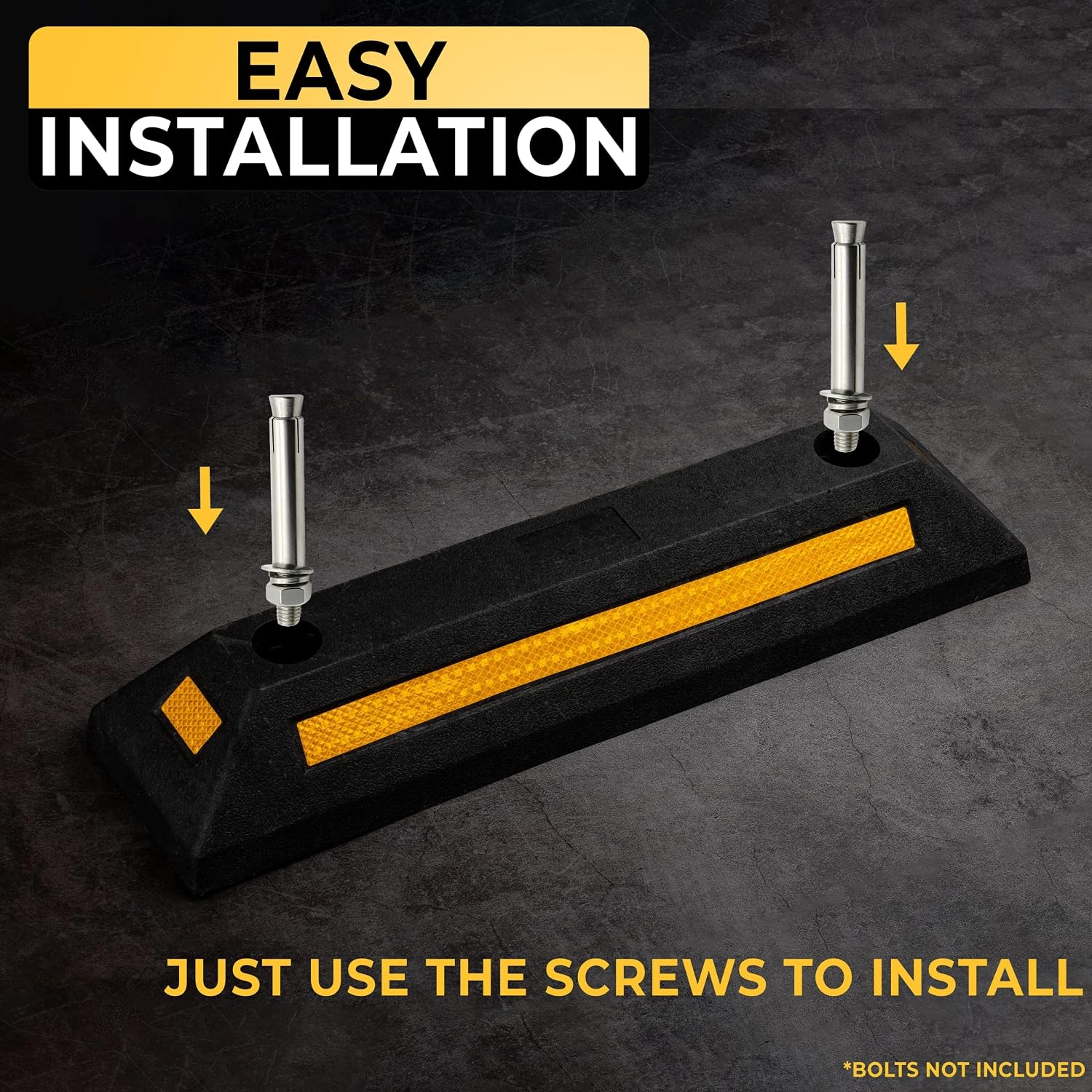 Zonetech Heavy Duty Rubber Parking Guide - 2 Pcs Premium Quality Durable Car Garage Wheel Stopper Professional Grade Park With R