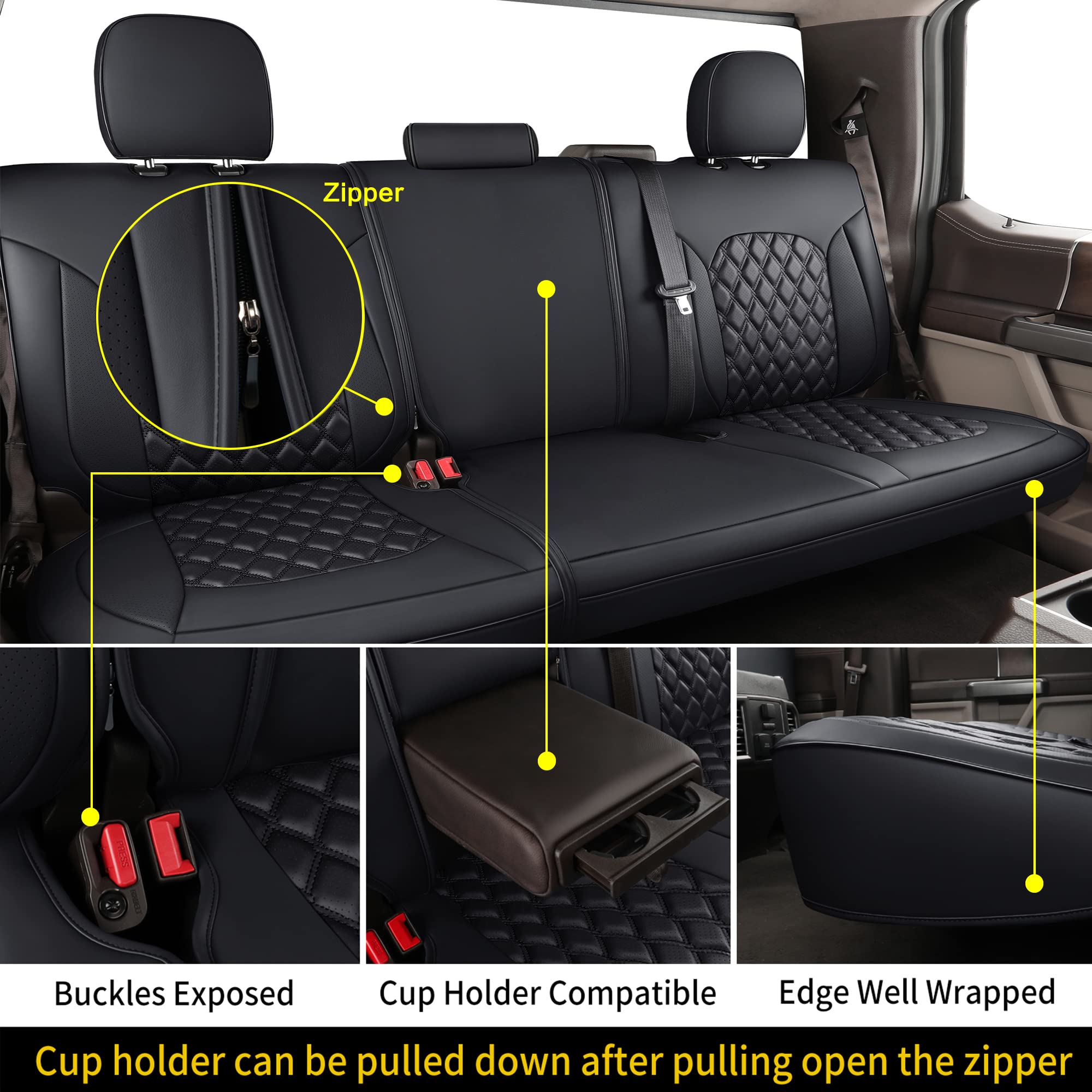 Huidasource Tundra Seat Covers, Front & Rear Waterproof Leather Car Seat Cover, Custom Seat Cushion Protector Fit for 2022 2023