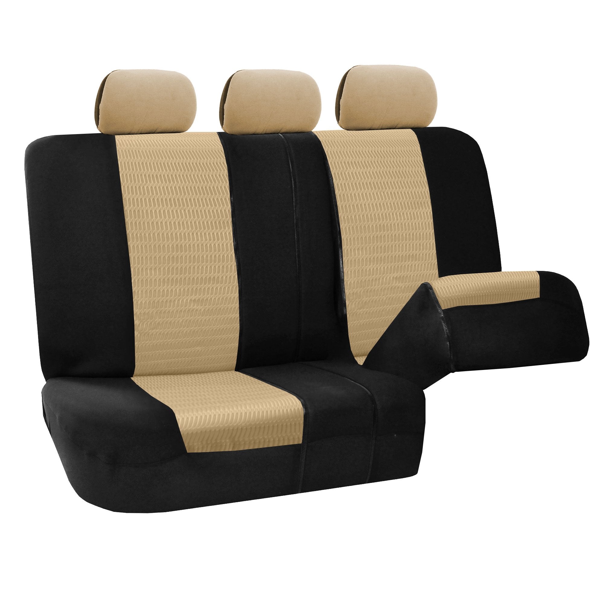 Fh Group Automotive Seat Cover Trendy Elegance For Back Seat Begie Car Interior Accessories For Suv, Sedan & Van Universal Fit C