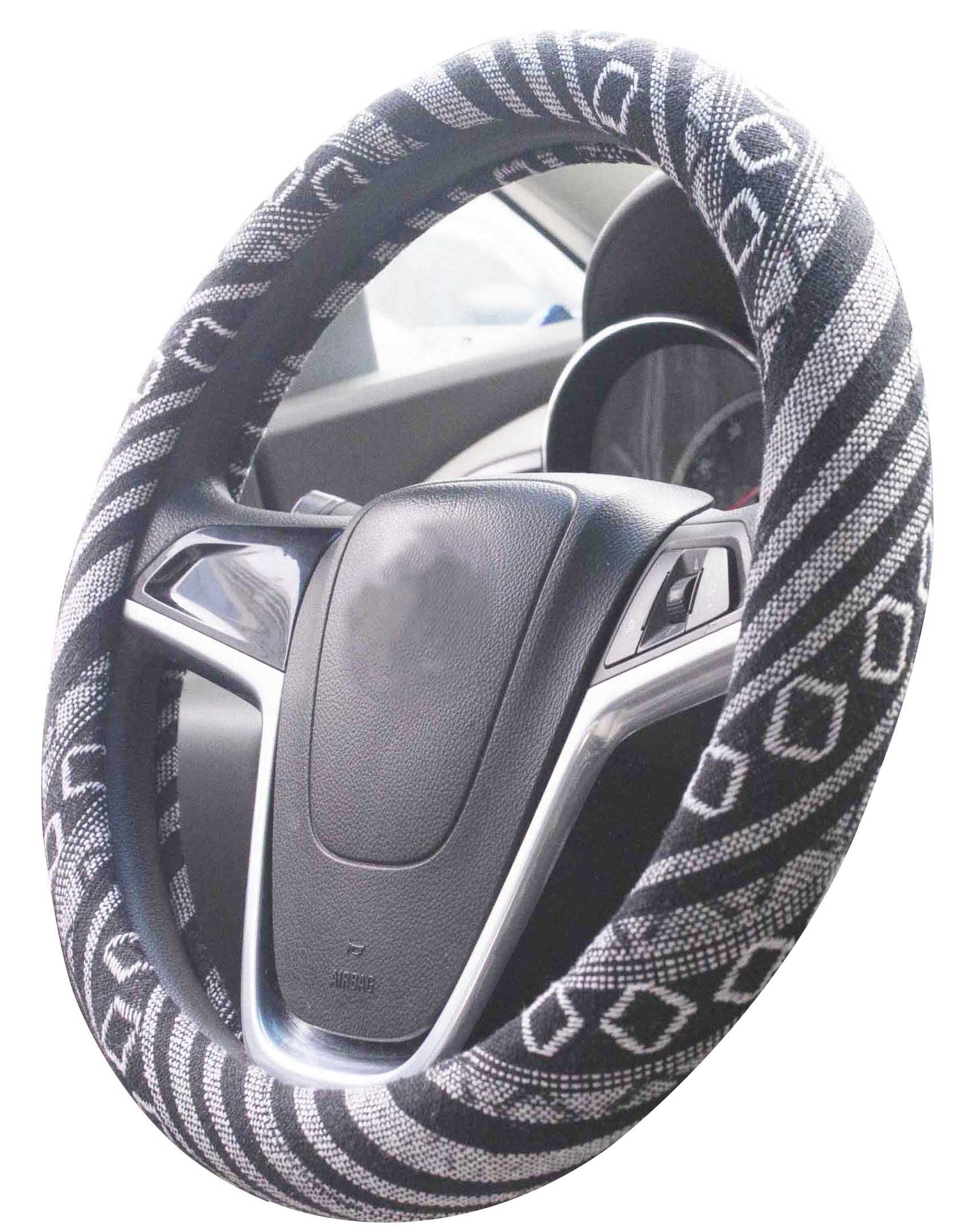 Istn Large Ethnic Style Coarse Flax Cloth Automotive Steering Wheel Cover Anti Slip And Sweat Absorption Auto Car Wrap Cover (15