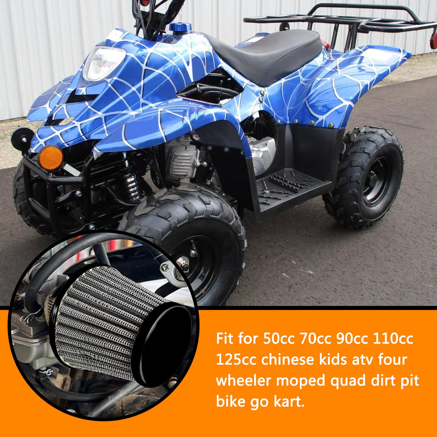 Holato 35Mm Air Filter Fuel Line Kit For 110Cc 125Cc Ssr110 Ssr125 Ttr90 Ttr110 Pw80 Crf50 Crf70 Xr50 Xr70 Klx110 Baja Dr70 Motovox Mvx70 Mvx110 Tao Tao Db14 Dirt Pit Bike Four Wheeler Quad Atv Black