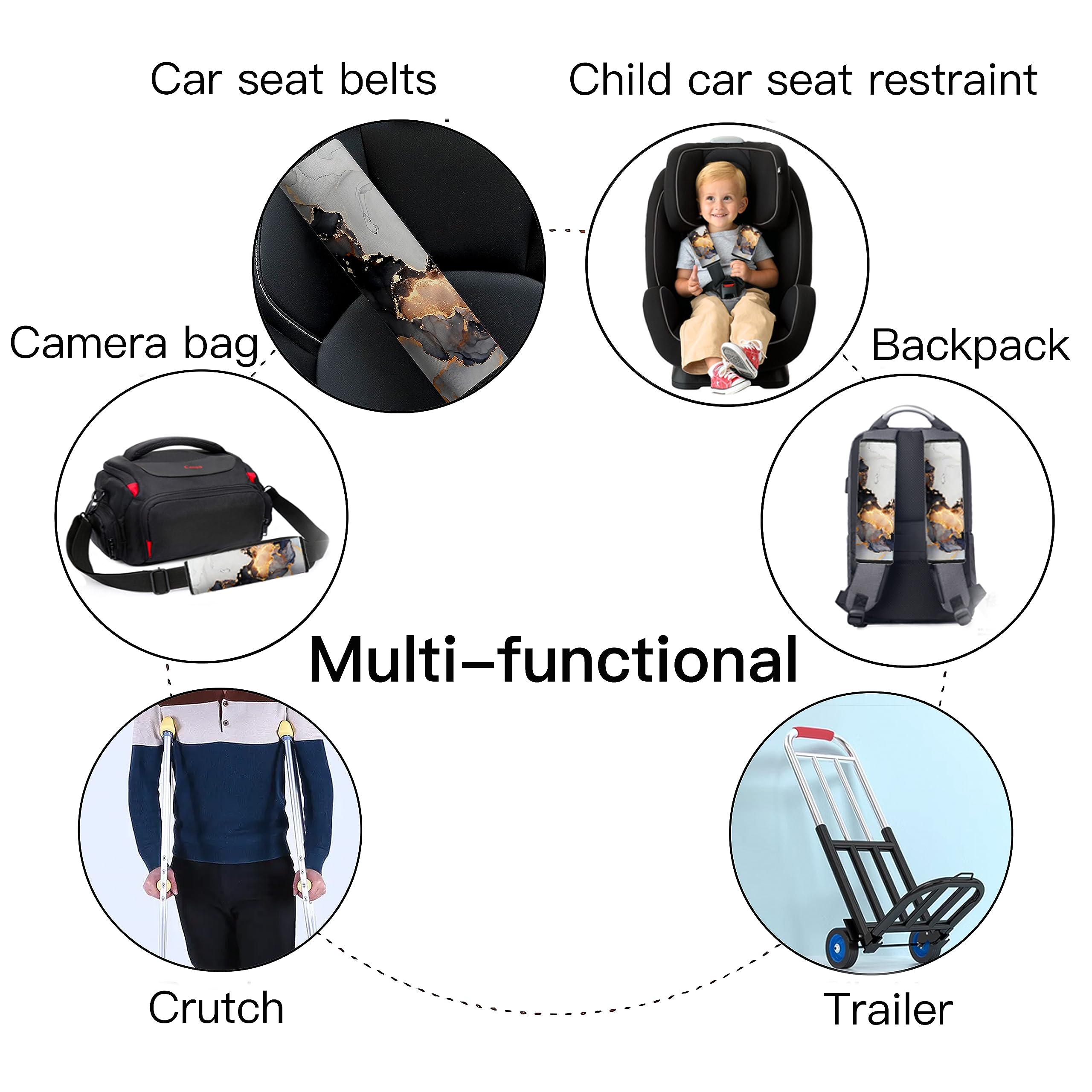 Mokiwala Car Seat Belt Pad Cover, 2-Pack Soft Car Safety Seat Belt Strap Shoulder Pad For Adults And Children, Suitable For Car
