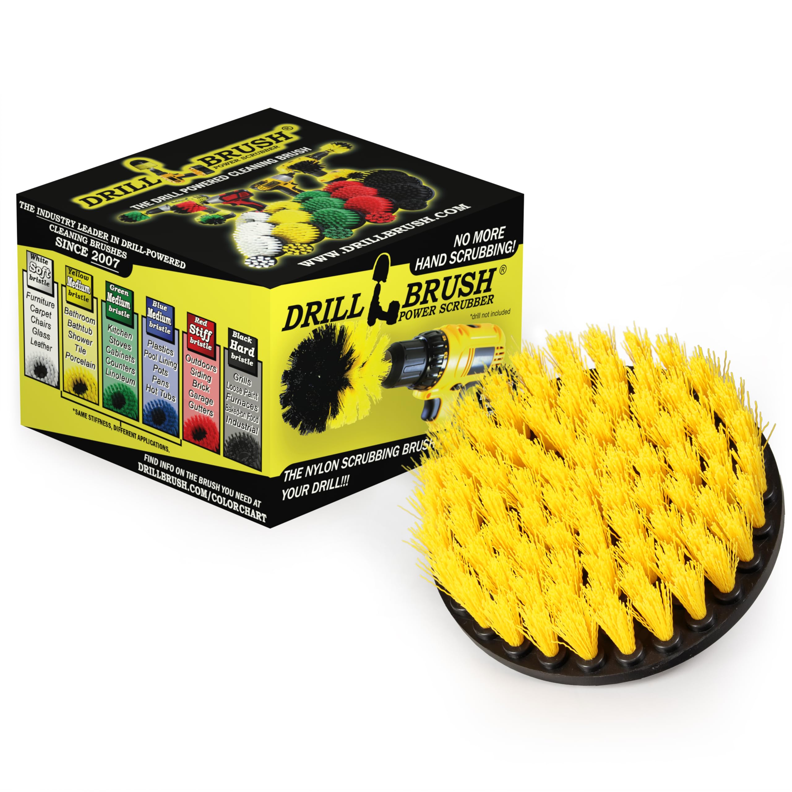 Nylon Bristle Drill Brush Attachment - Bathroom Cleaning Brush - Clean Shower - Bath Tub Cleaner - Tile Power Scrubber - Bathroo