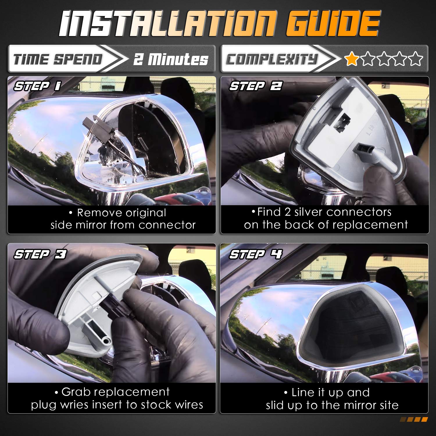 Hercoo Led Side Mirror Turn Signal Light Left And Right Lamps Smoked Cover Lens For 68302828Aa 68302829Aa Compatible With 2010-2018 Dodge Ram 1500 2500 3500 4500 5500, Pack Of 2