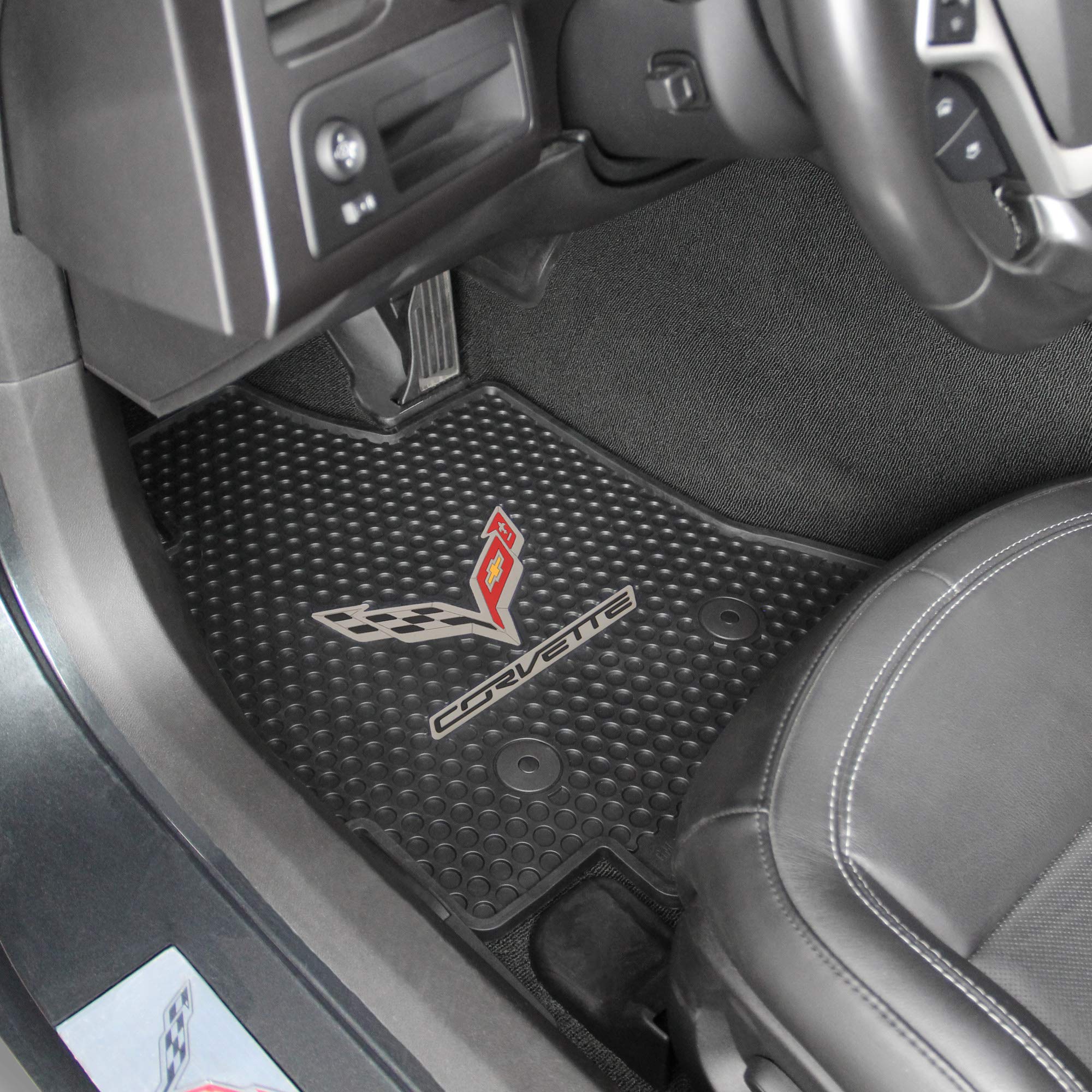 Lloyd Mats Custom-Fit All-Weather Rubber Floor Mats For Corvette C7 2014-2019 2Pc Front, 1Pc Coupe Cargo.