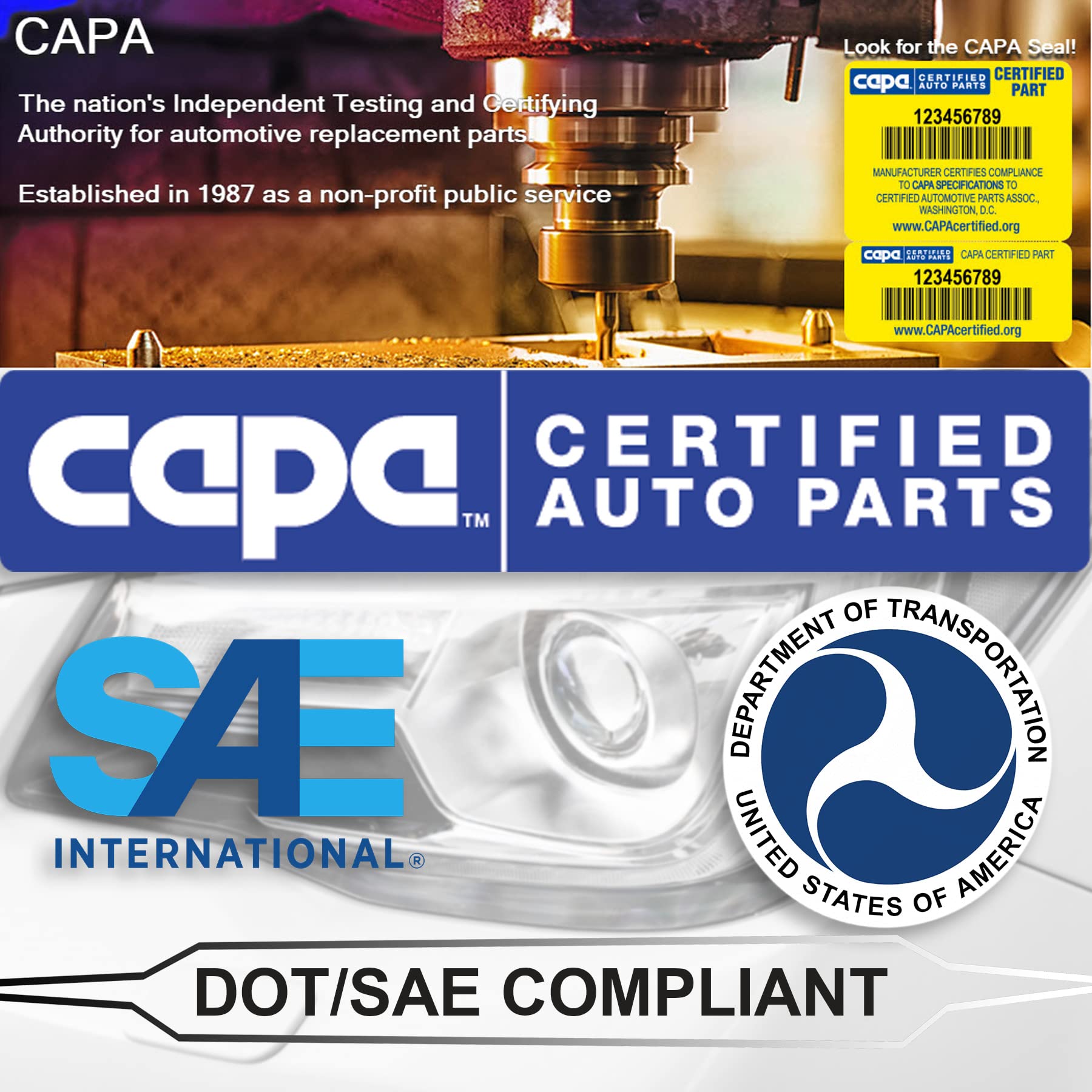 Alligator Auto Lights Replacement For Smart Fortwo 2010-2015 Convertible/Coupe Capa Certified, Halogen Headlight Assembly With Bulbs, Left/Driver Side, 4518202559 / Sm2502100 Dot Compliant