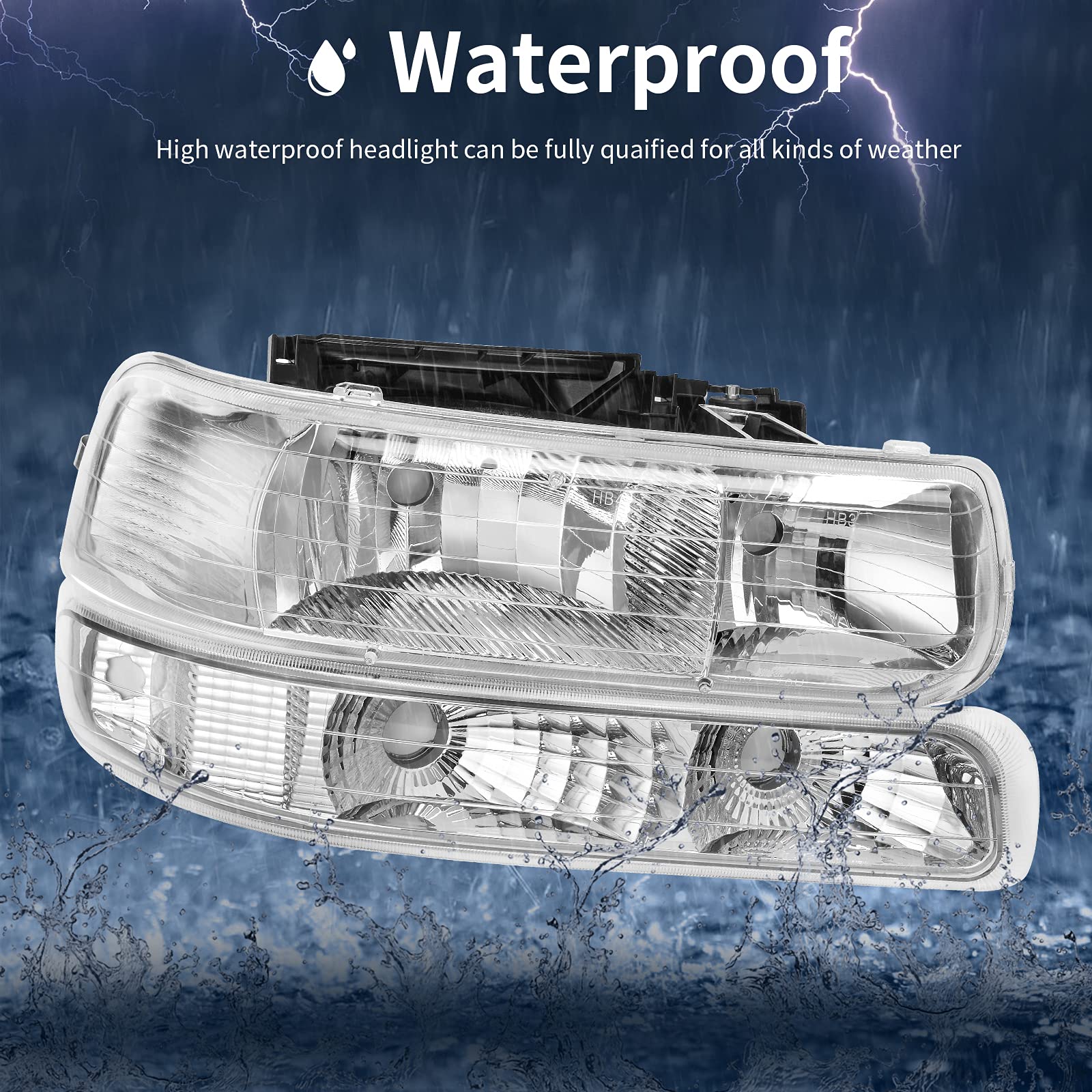 Autosaver88 Headlight Assembly Compatible With 1999-2002 Chevy Silverado 1500 2500/2001-2002 Silverado 1500Hd 2500Hd 3500/2000-2