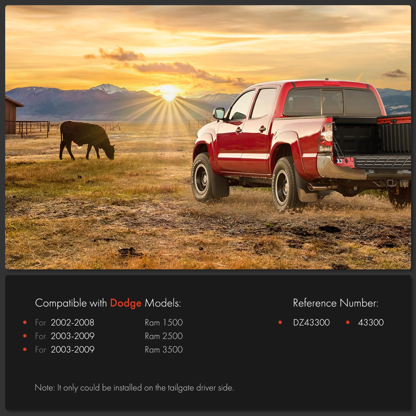 A-Premium Tailgate Assist Shock Strut Replacement For Dodge Trucks Ram 1500 Ram 2500 Ram 3500 2002-2009