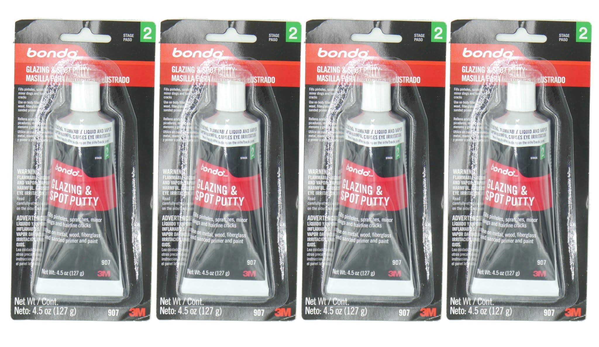 3M Bondo 907 Glazing And Spot Putty - 4.5 Oz, 4 Pack