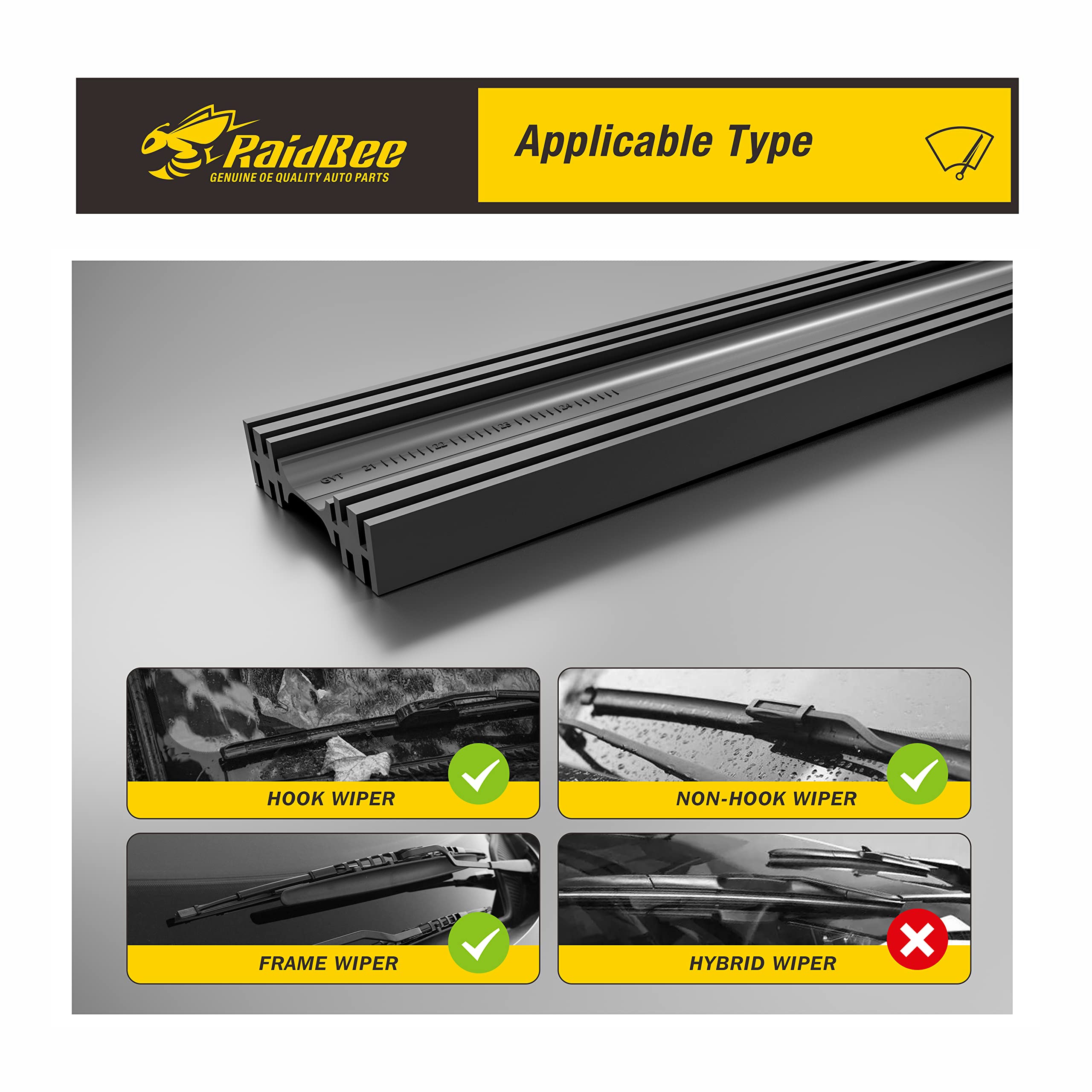 Raidbee Wiper Blade Refill,4 Pcs Adjustable Size Of Universal Replacement Windshield Wiper Refill Replacement For Tesla,Toyota,H