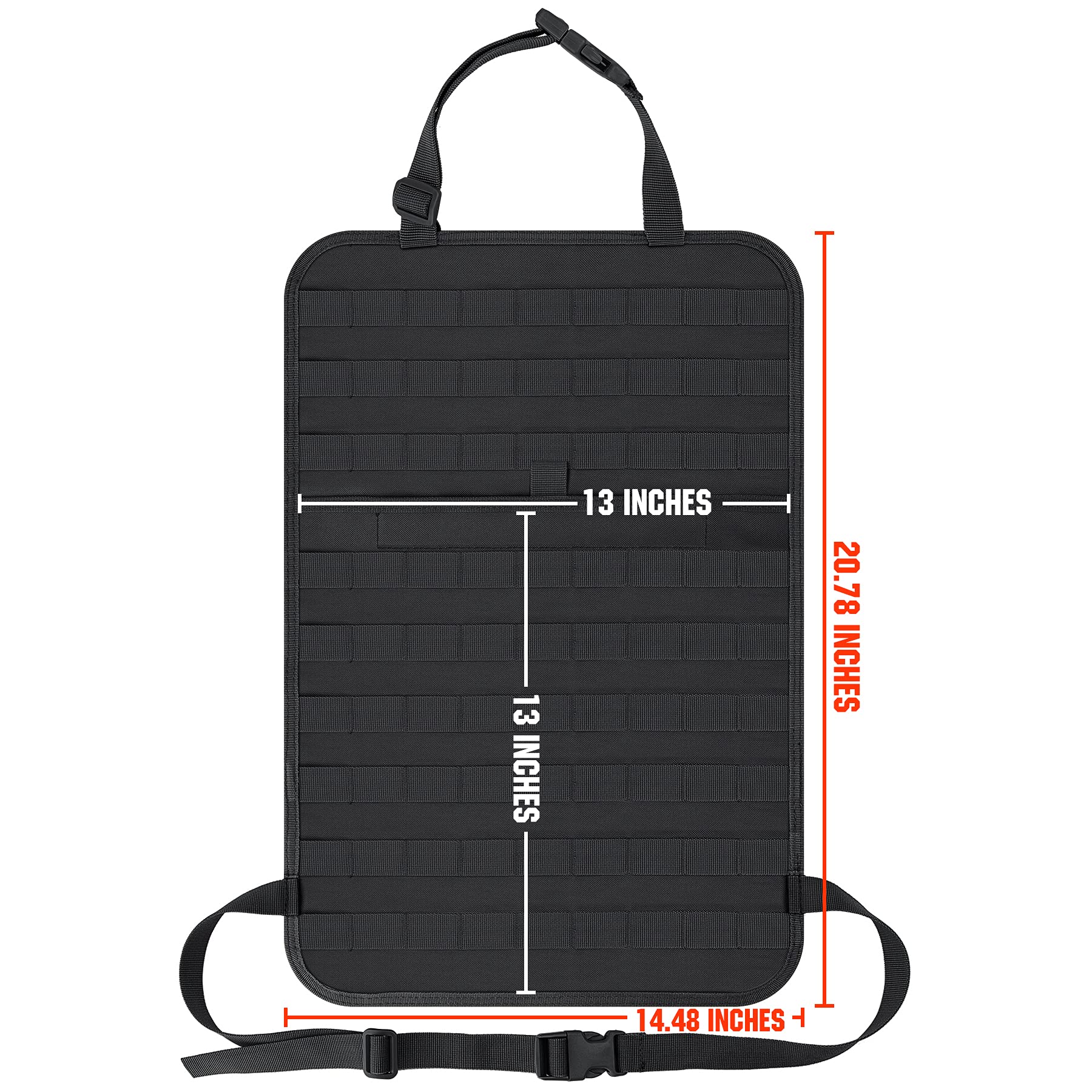 IronSeals Car Seat Back Organizer, Tactical Molle Panel Sag Proof Vehicle Seat Cover Protector Nylon Car Seat Back Hanger Bag Pa