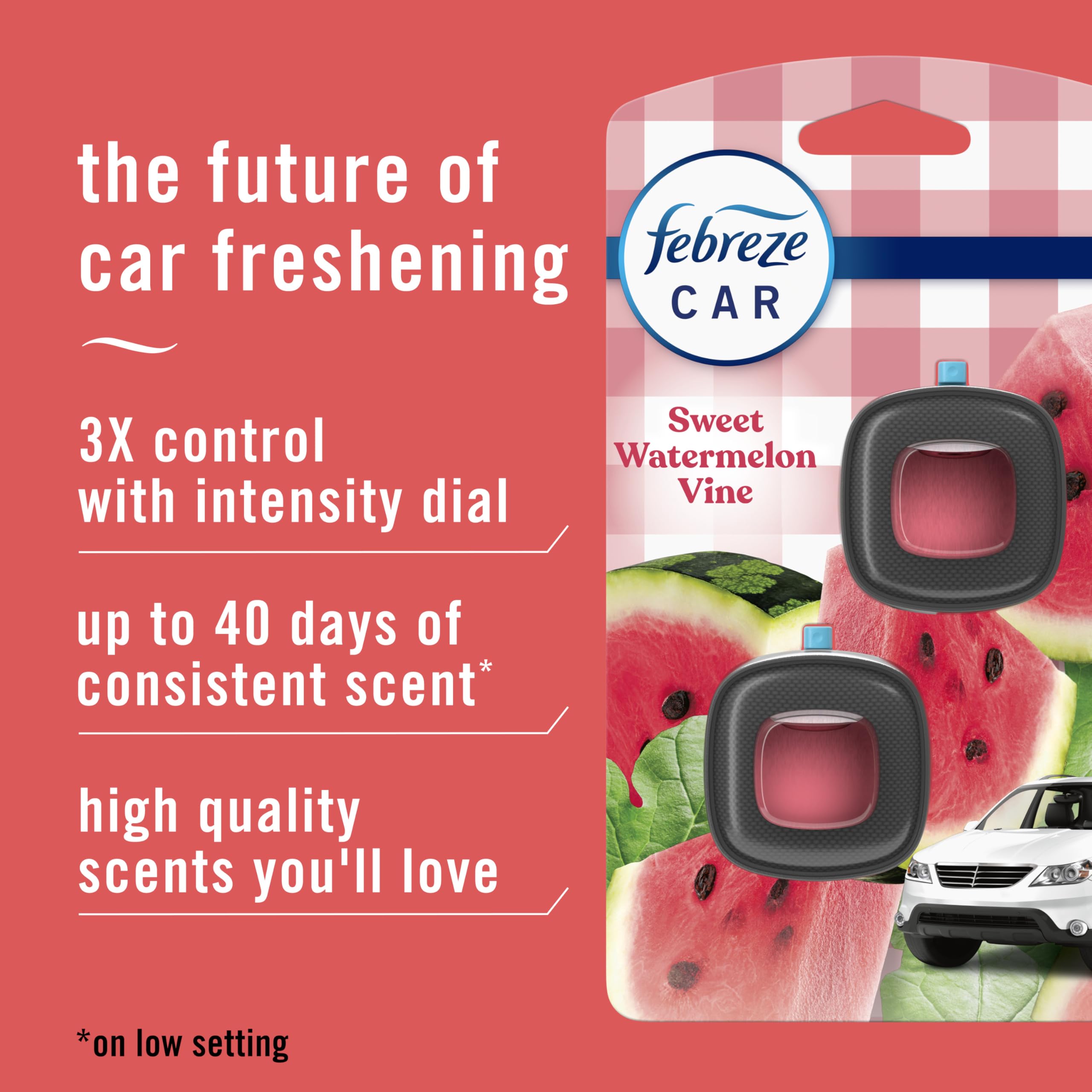 Car Air Freshener Vent Clip Sweet Watermelon Vine Scent, 2 Count, .13 Oz Total