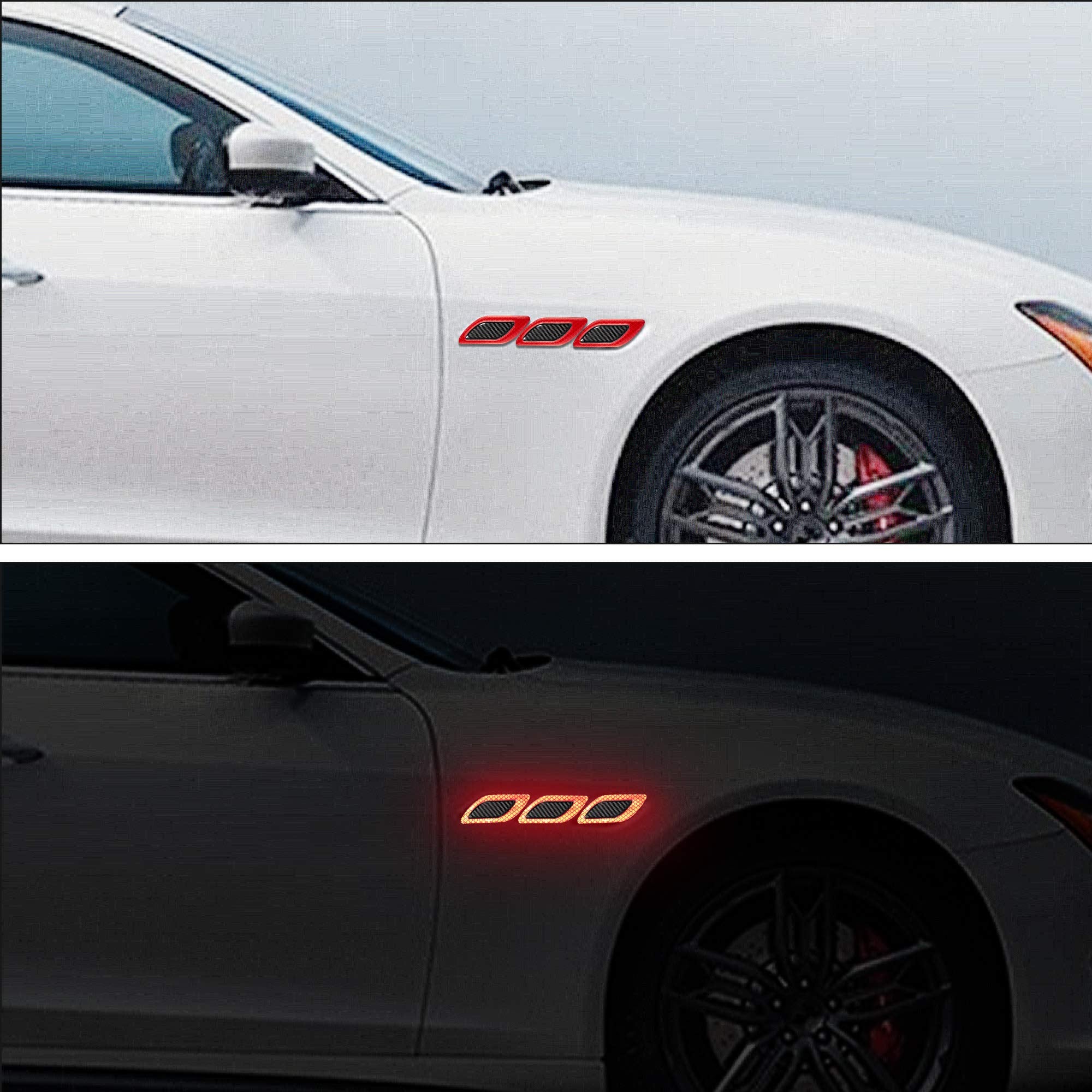 TOMALL 6Pcs 3D Strong Reflective Stripe Sticker for Car Fender Hood Bumper High-Intensity Night Visibility Reflective Decal Safe