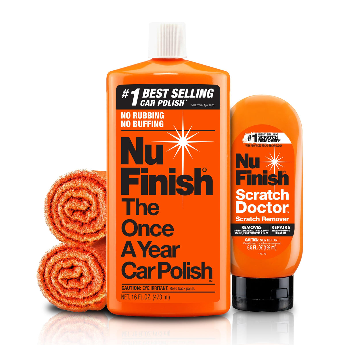 Nu Finish 4 Piece Car Care Kit, All In One Complete Car Care Kit, Includes Scratch Doctor Scratch Remover, Car Polish, And 2 Mic