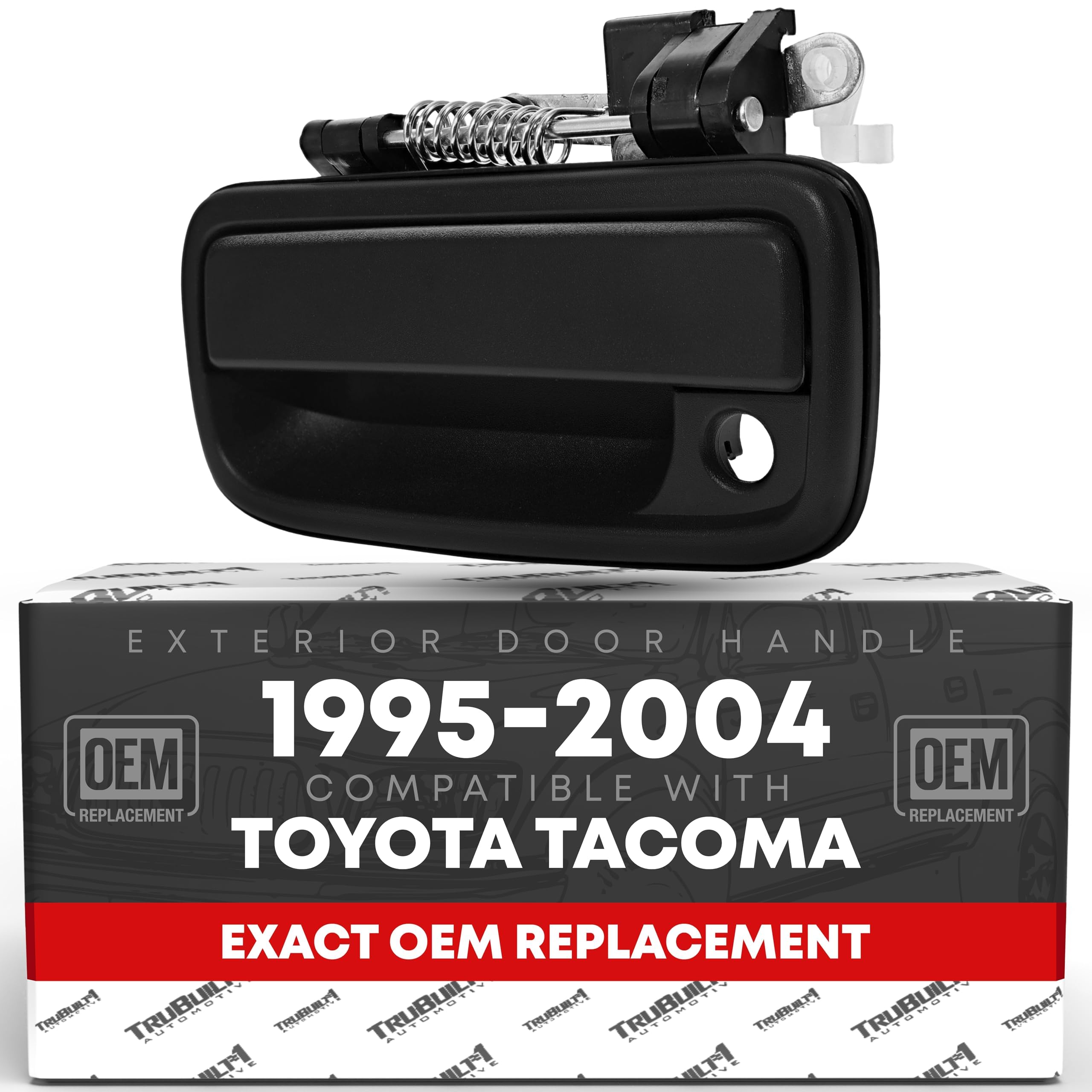 Trubuilt1 Automotive Exterior Front Driver Door Handle Replacement - Compatible With 1995-2004 Toyota Tacoma - Smooth Black, Plastic - Oem 69220-35020, 91319, 79344, To1310117